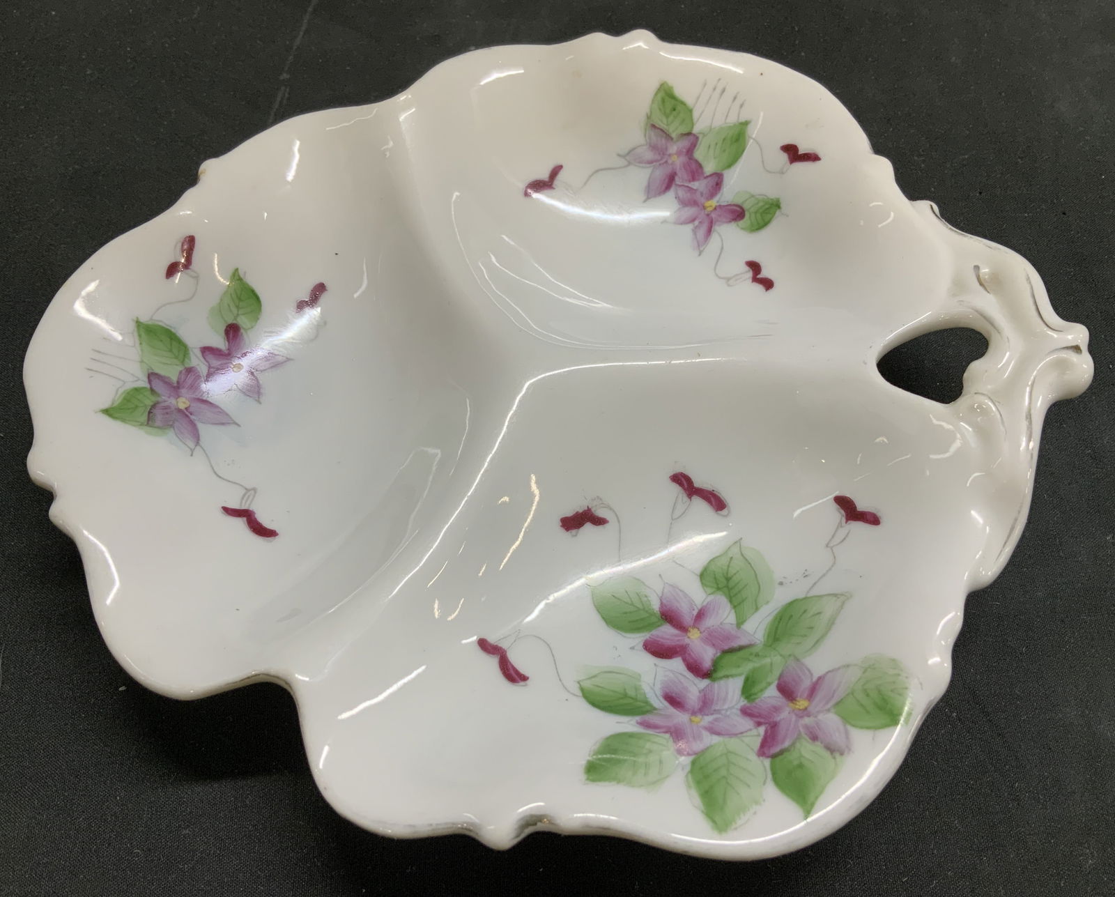 Vtg 3 Section Floral Porcelain Serving Dish (1 of 6)