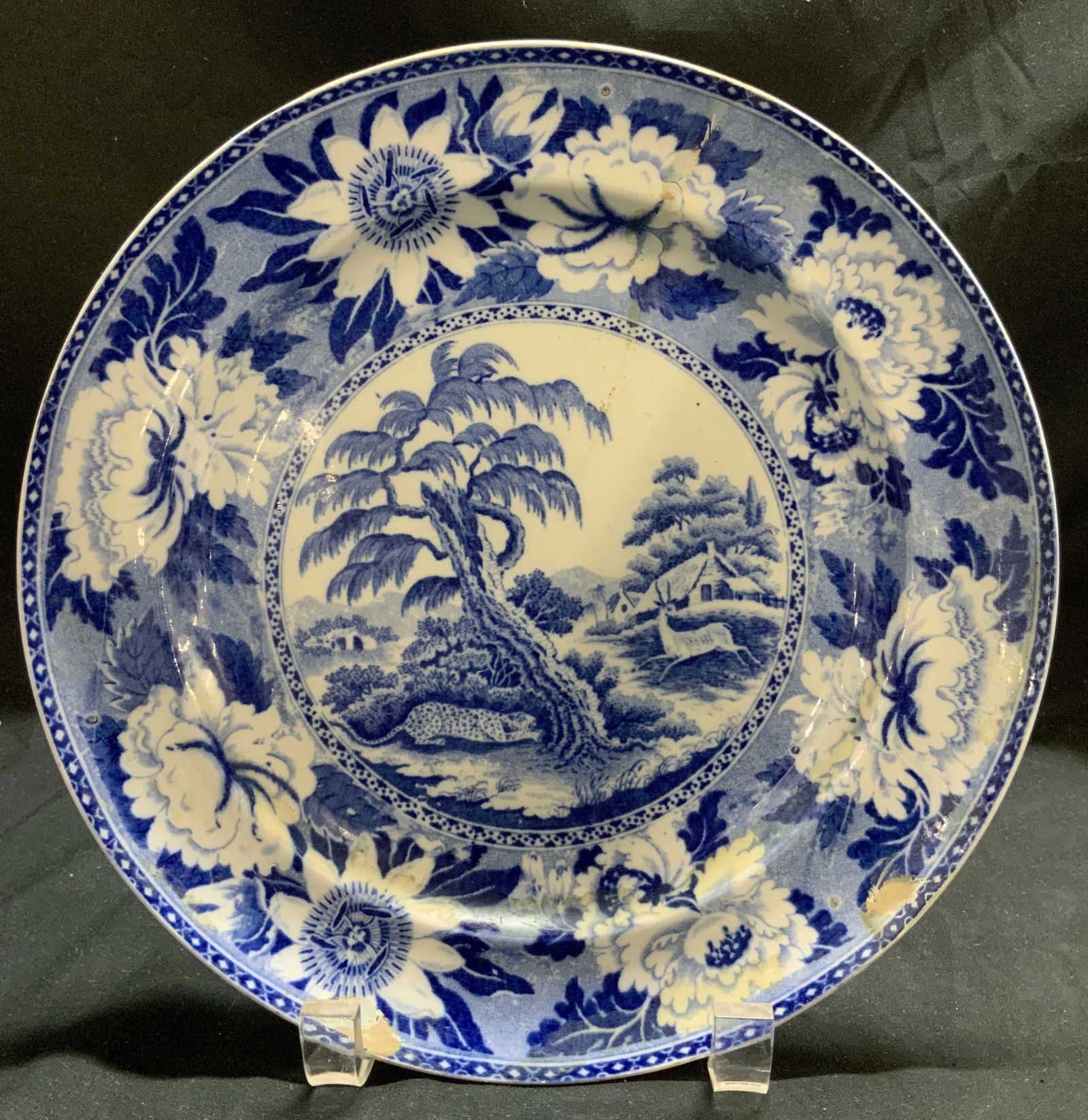 Antique Blue & White Scenic Deco Plate (1 of 6)