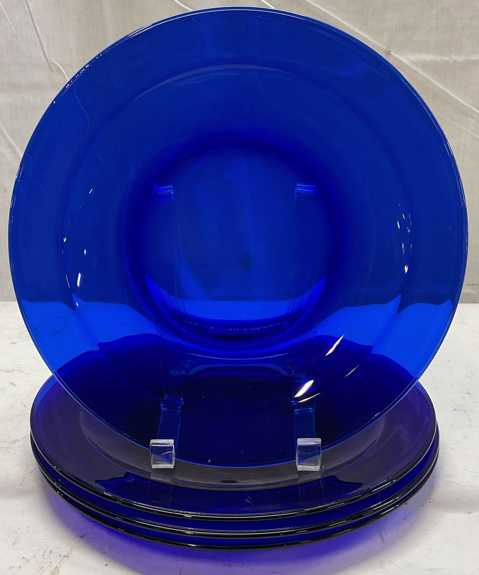 Set 4 Glass Cobalt Blue Plates (1 of 7)