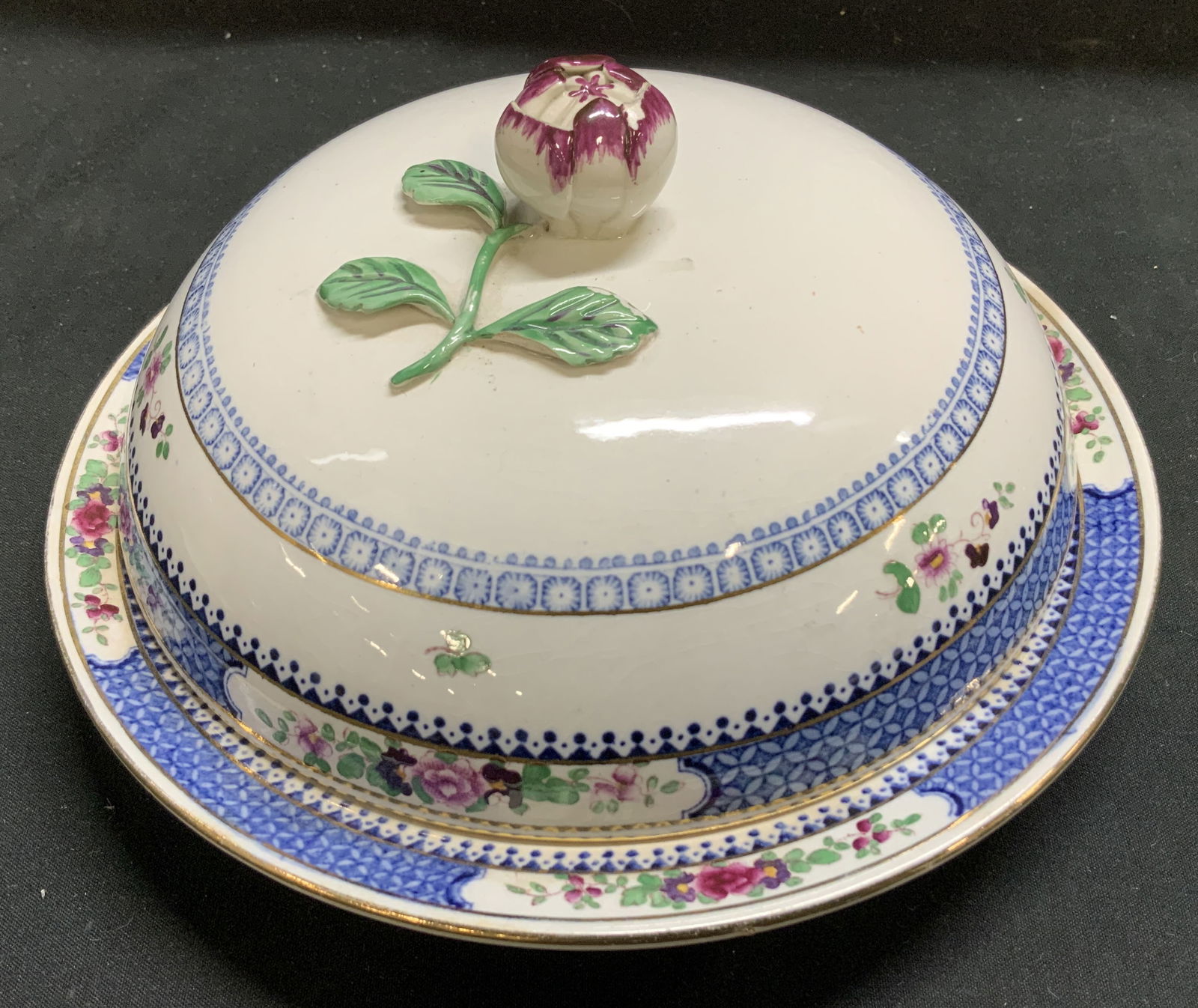 Vtg Booths Floral Domed Butter Dish ENGLAND (1 of 6)