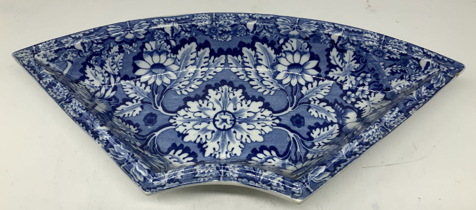 Blue & White Floral Fan Shaped Serving Dish (1 of 6)