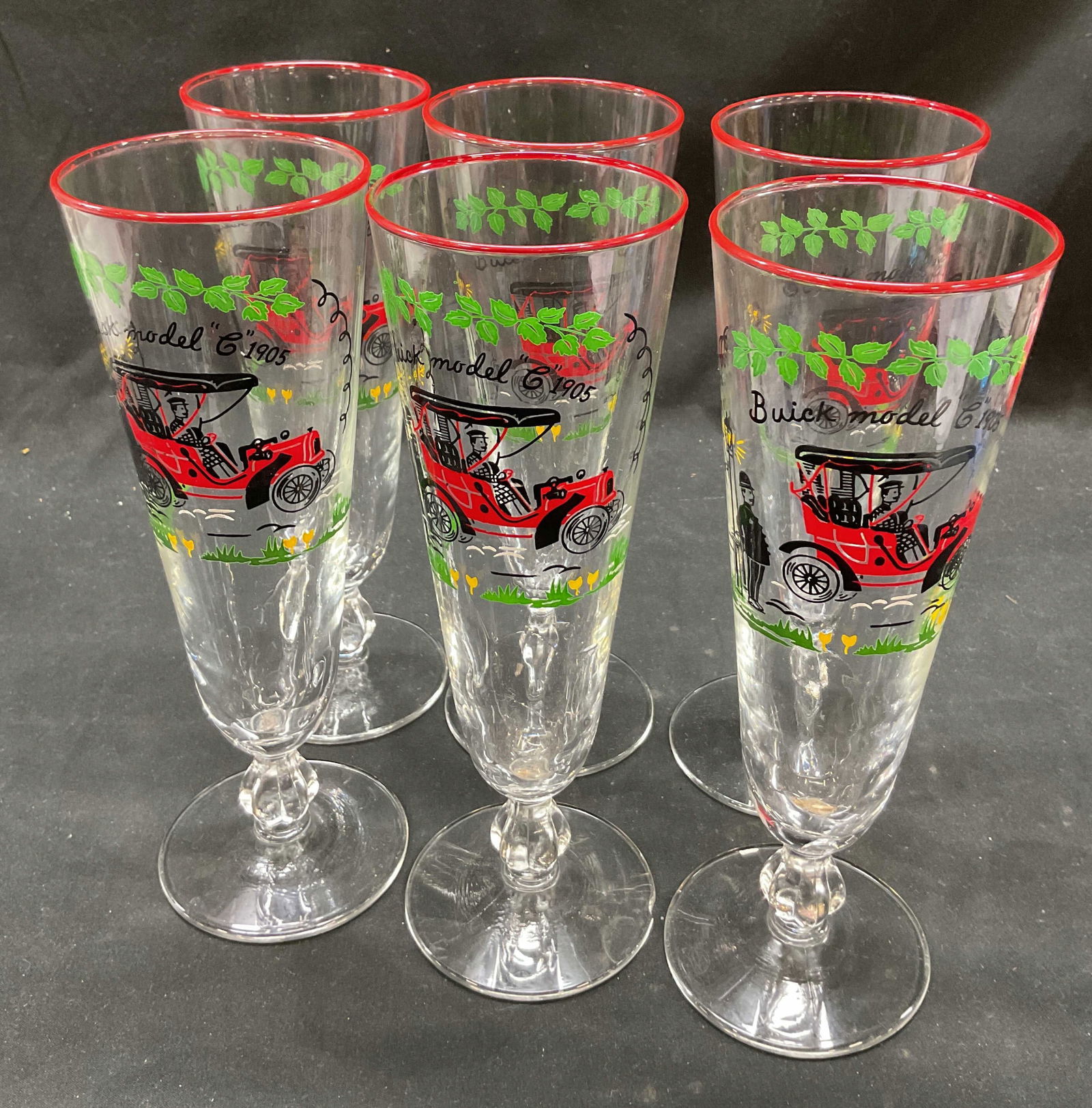 Set 6 Buick Model C 1905 Beer Glasses (1 of 7)