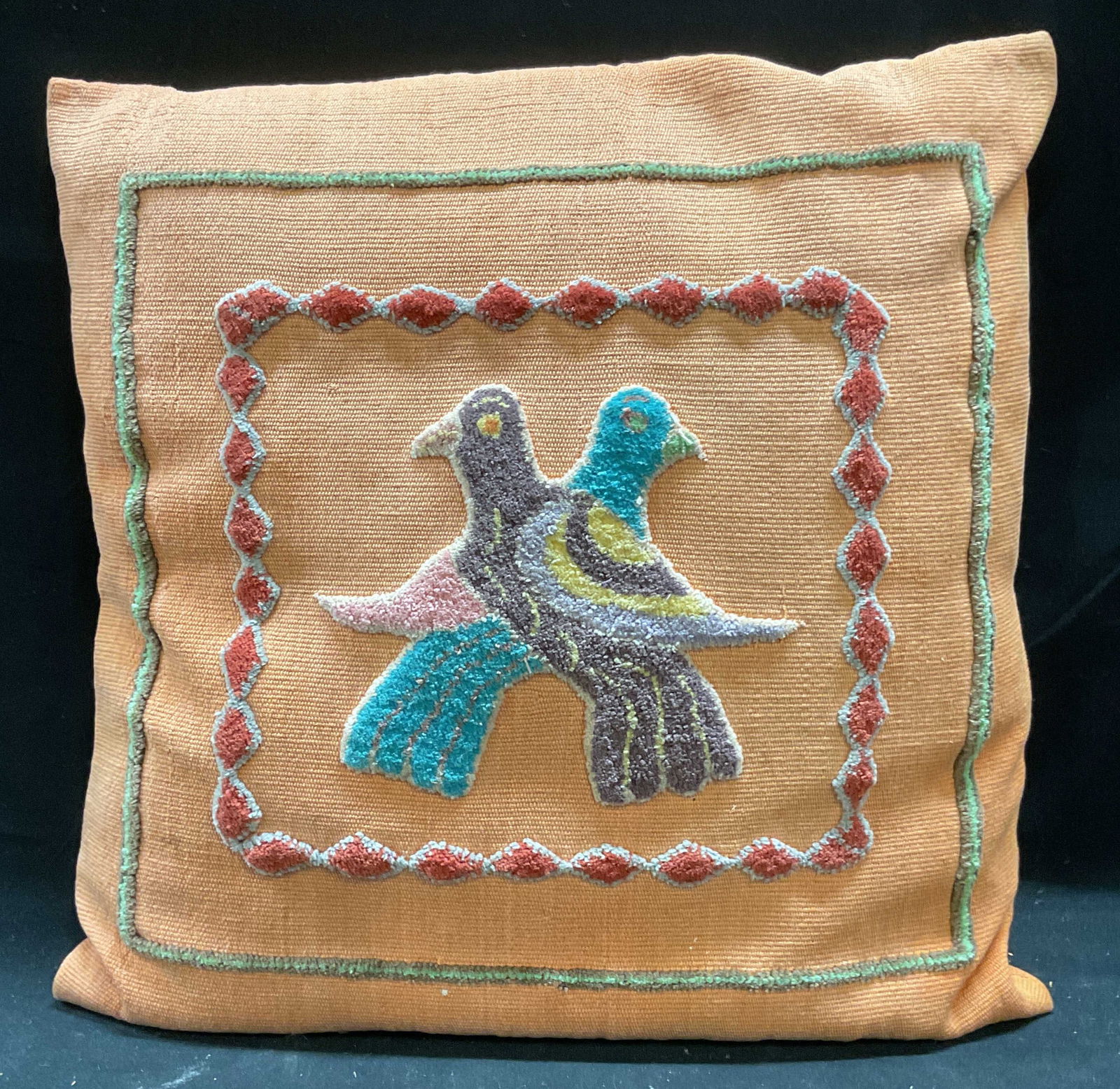 Vintage Embroidered Bird Throw Pillow (1 of 6)