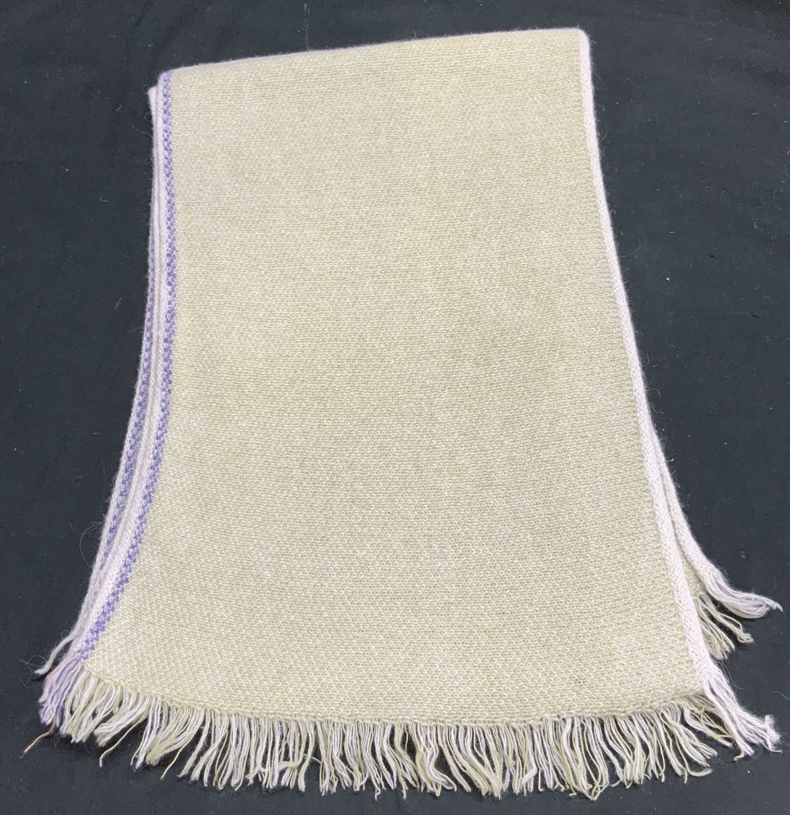 Vntg Yellow & Purple Wool Felt Fringed Scarf (1 of 6)