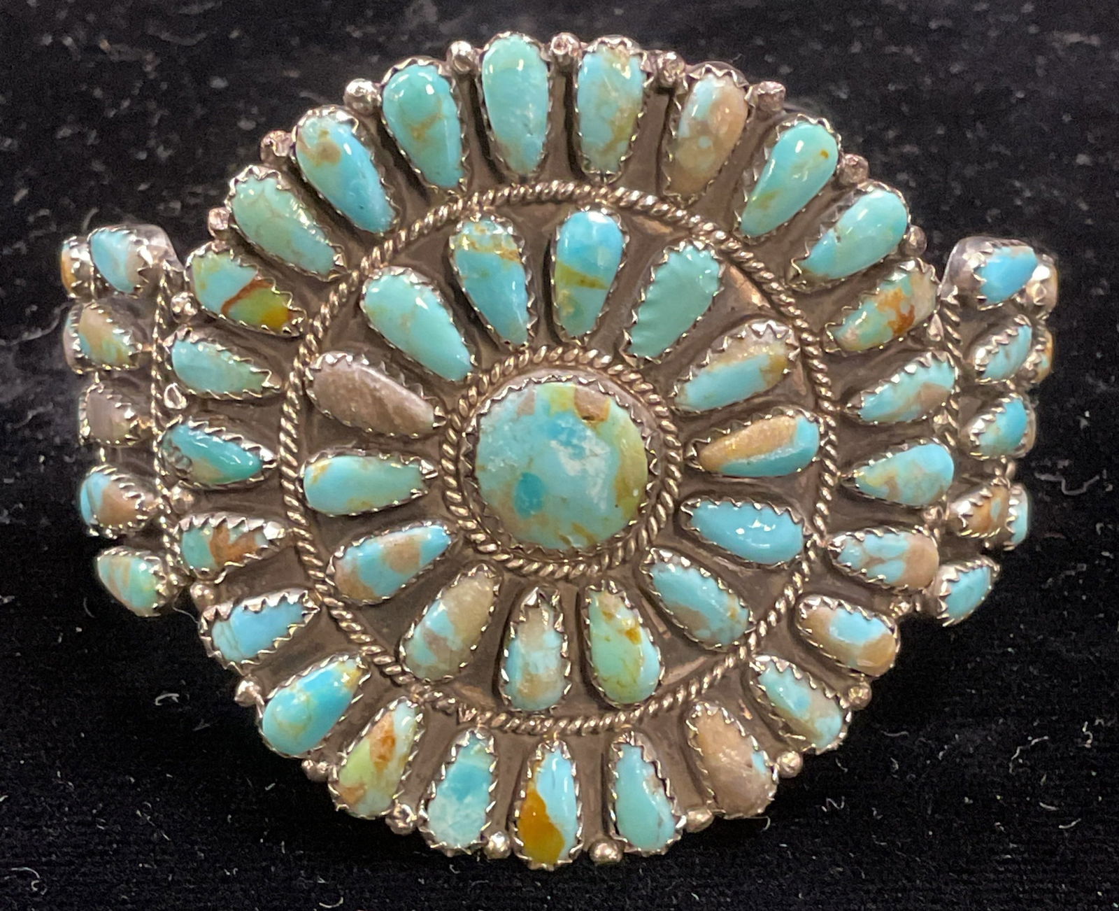 Signed LMB Sterling Silver Turquoise Bracelet (1 of 6)