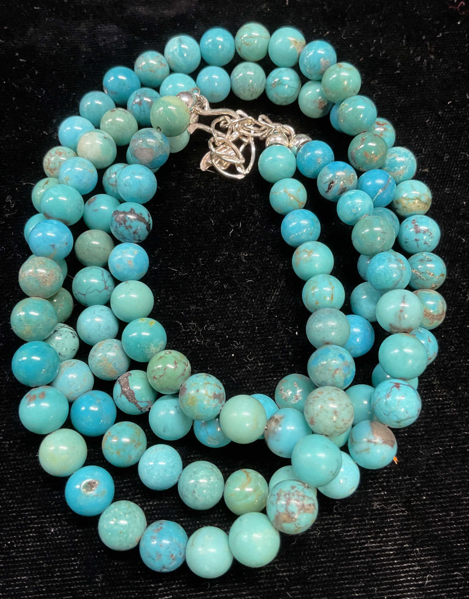 Signed Turquoise Beaded Necklace, Sterling Slvr (1 of 6)