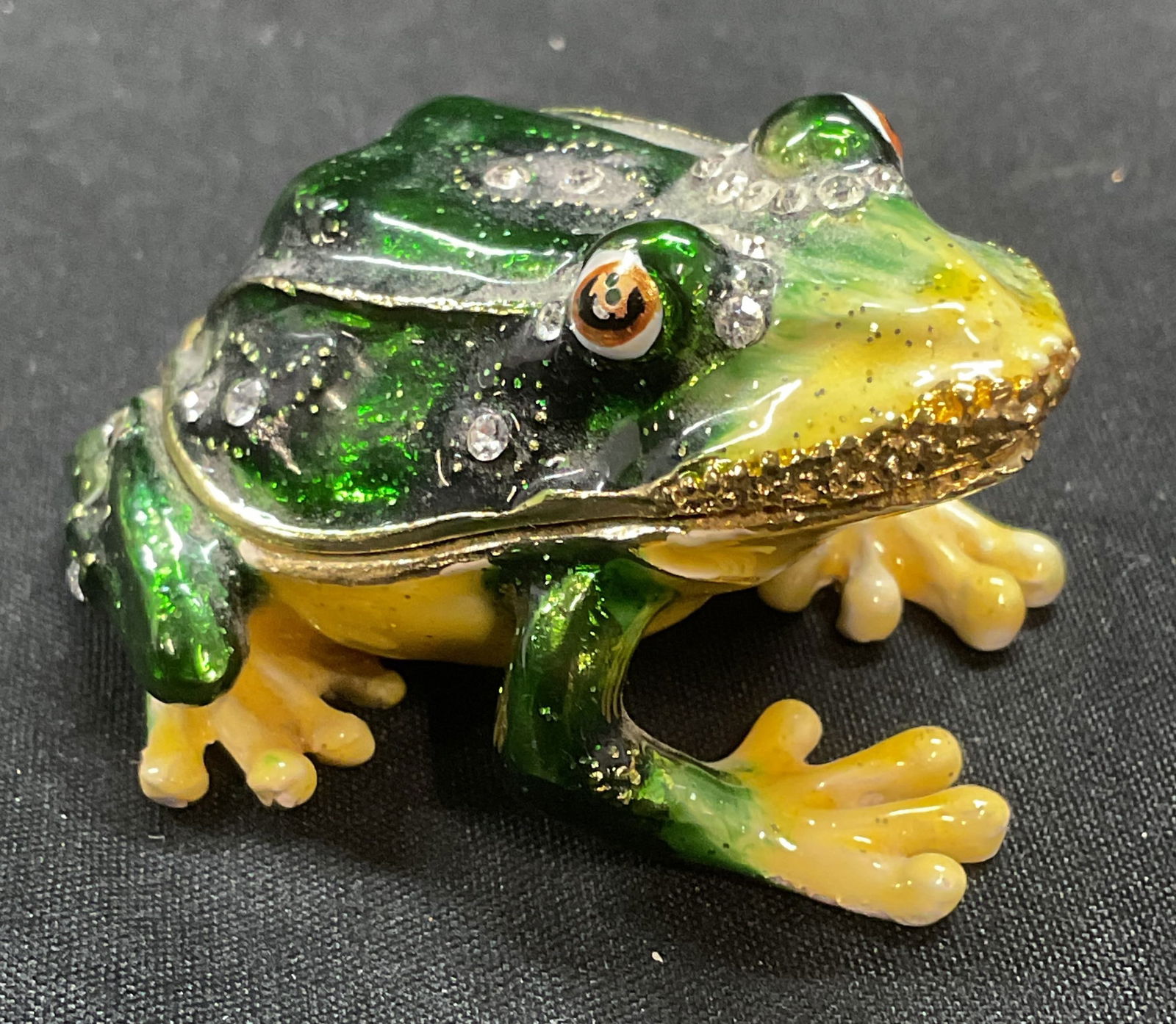 Frog Enameled Crystal Trinket Box (1 of 6)