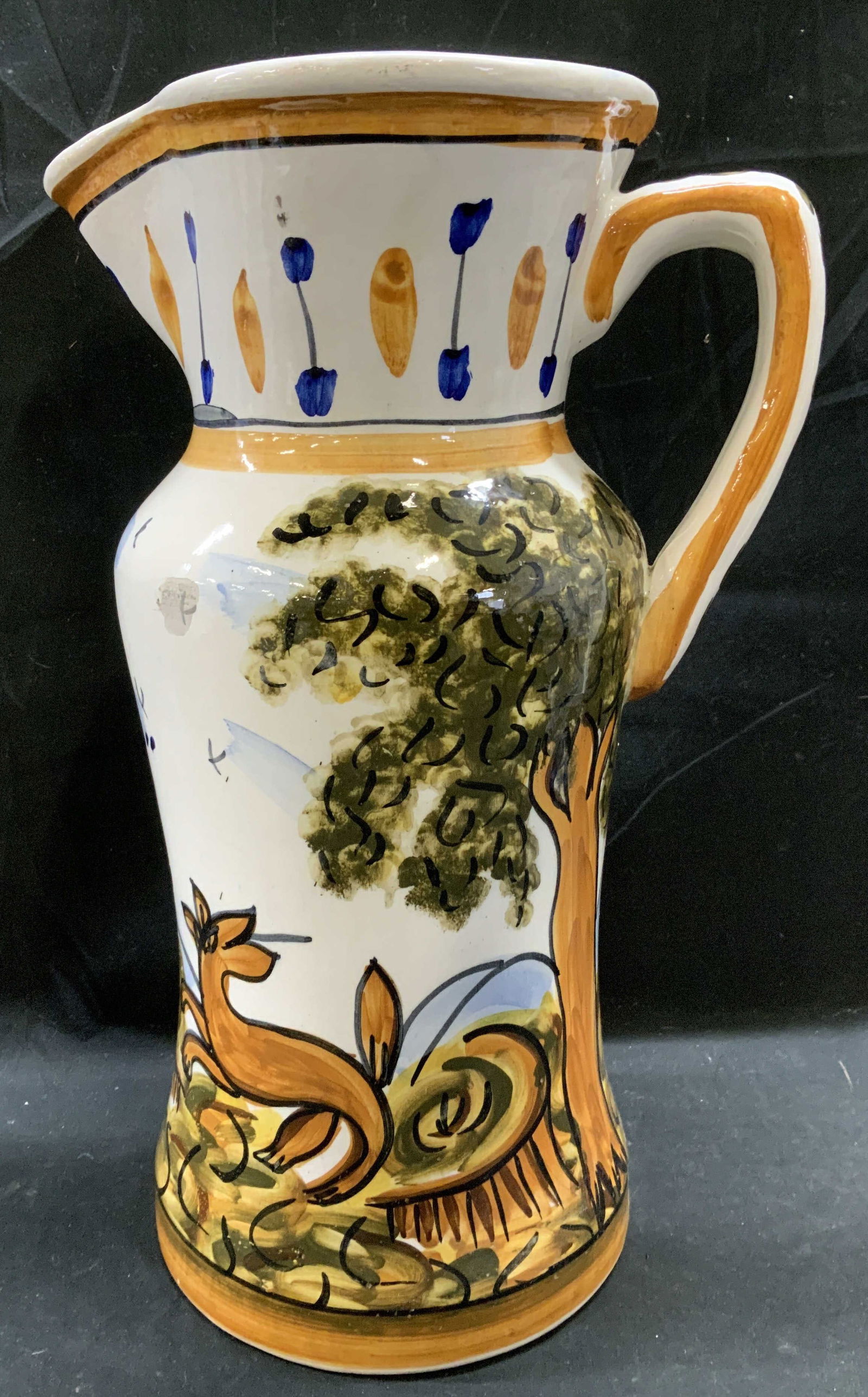 Vtg Large Hand Painted Scenic Pitcher 18in SPAIN (1 of 7)