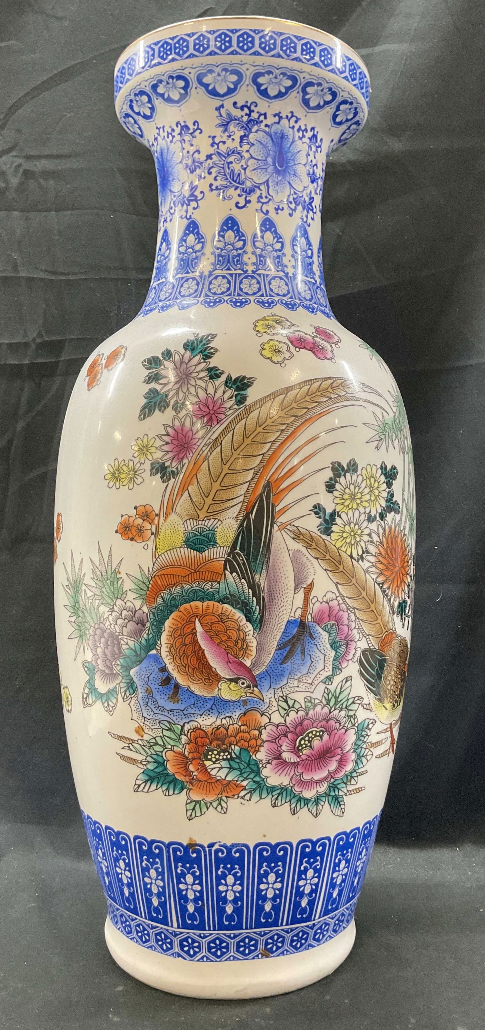 XL Asian Porcelain Pheasant Vase 24in (1 of 8)