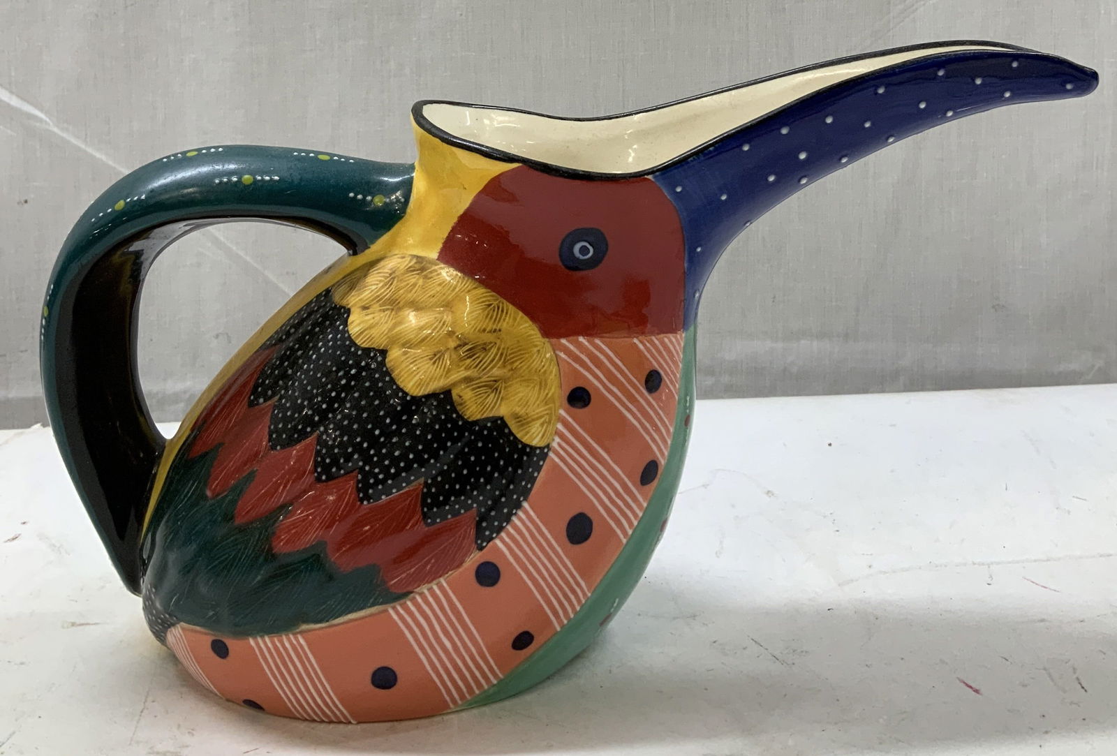 Hand Painted Colorful Ceramic Bird Pitcher (1 of 6)