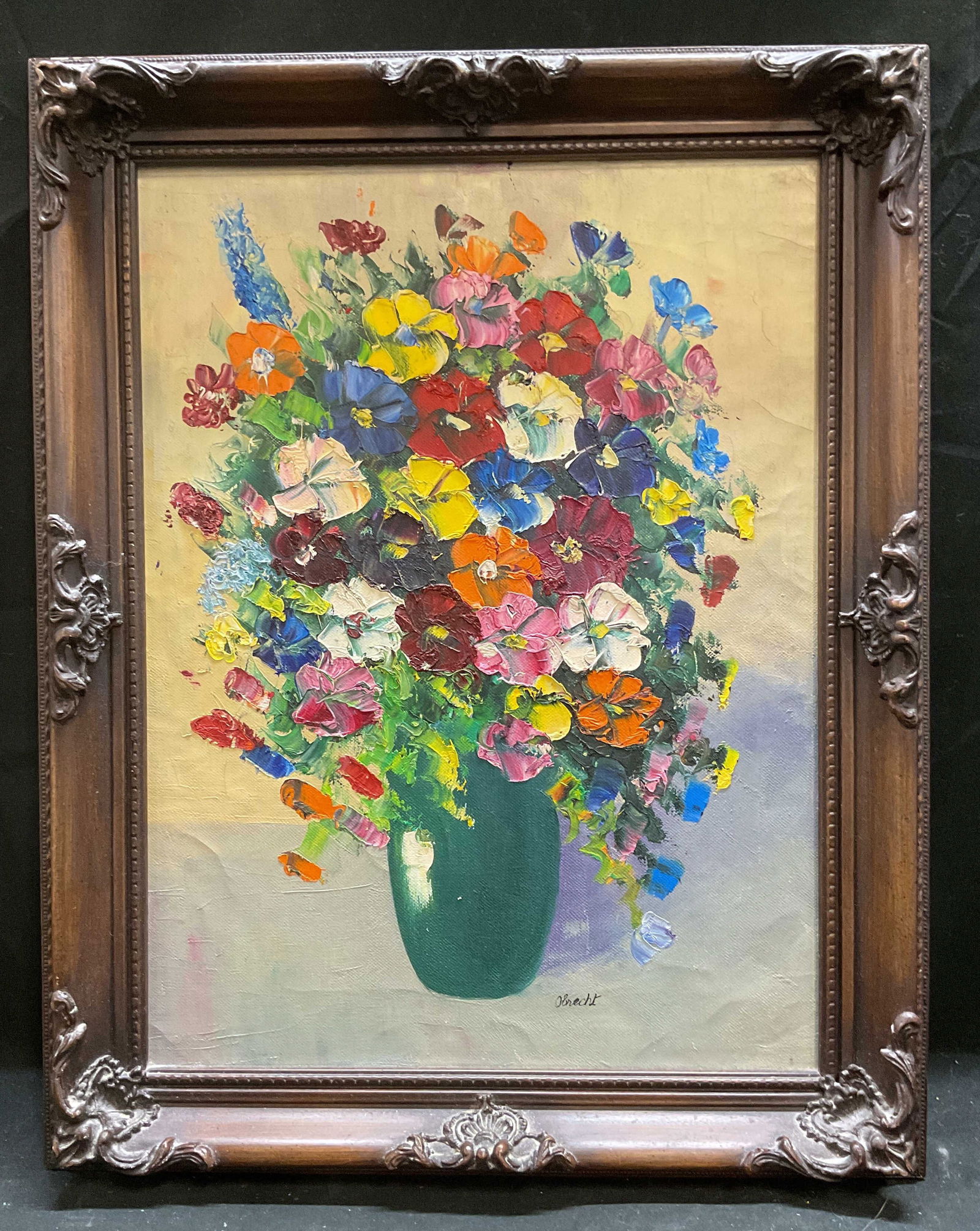 Signed Obrecht Still Life Flowers Oil Painting (1 of 6)