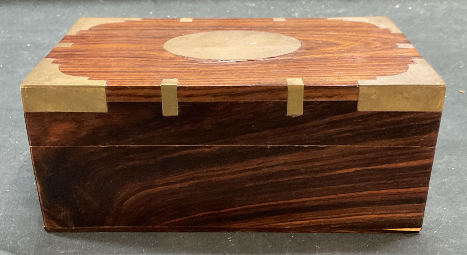 Vintage Rosewood & Brass Inlaid Box (1 of 6)