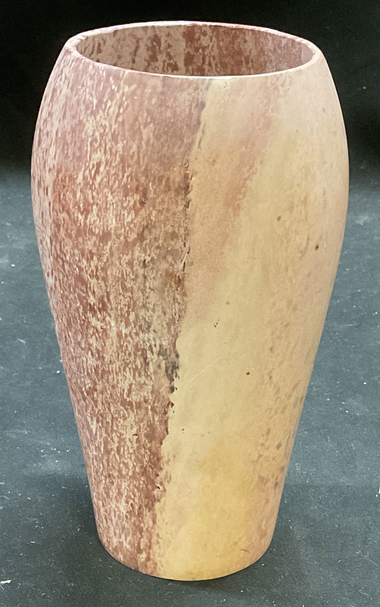 Signed K Arango Carved Pink Stone Vase (1 of 6)