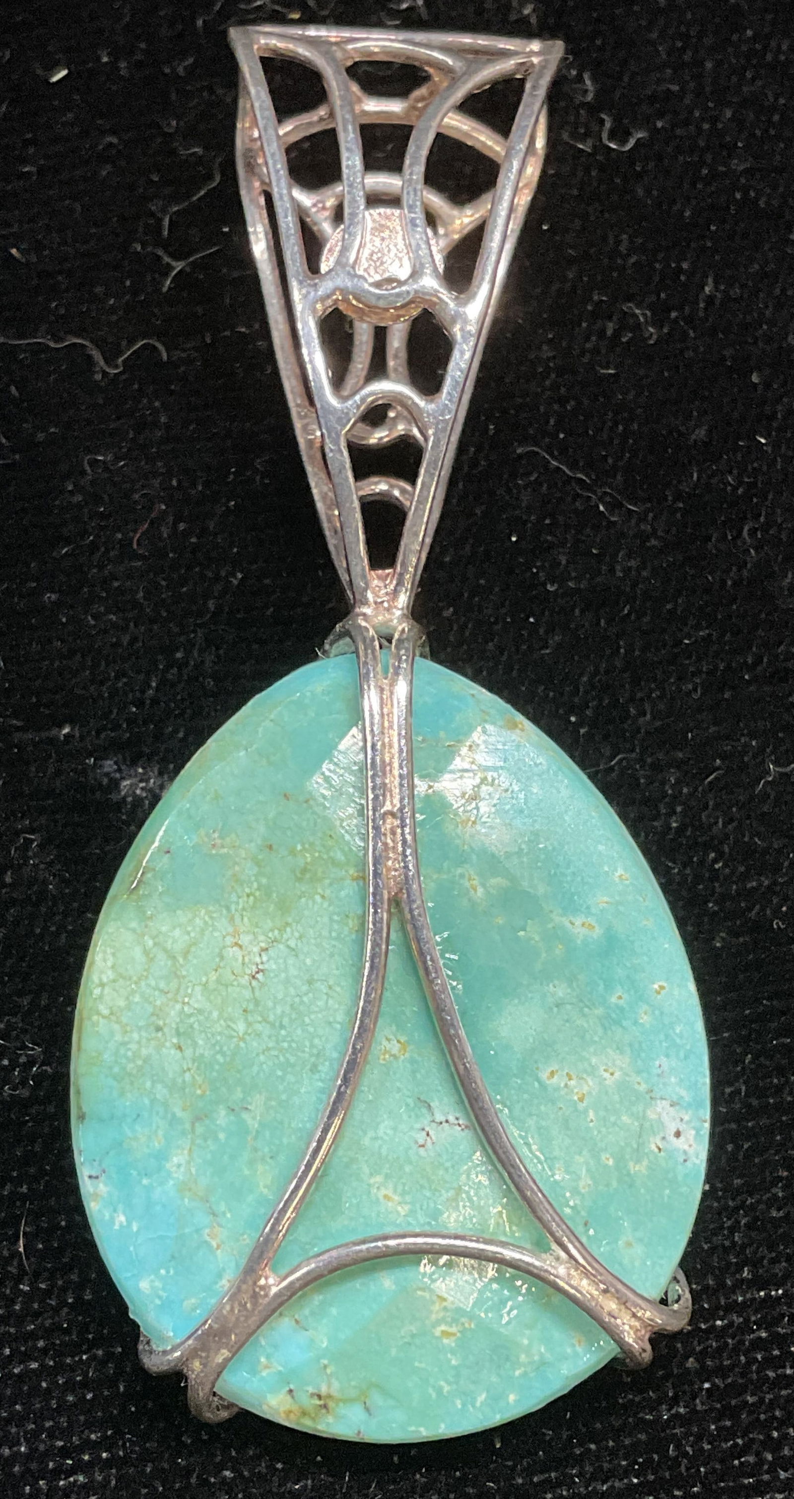 Signed Sterling Silver Turquoise Pendant (1 of 6)