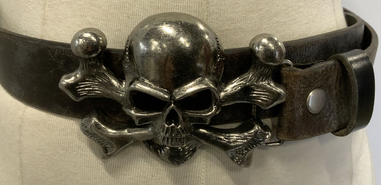 B.A.D. Skull & Crossbones Genuine Leather Belt (1 of 6)