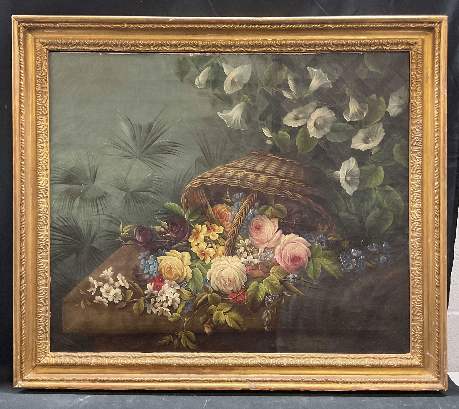 1892 Signed S Steele Still Life Oil Painting 35in (1 of 8)