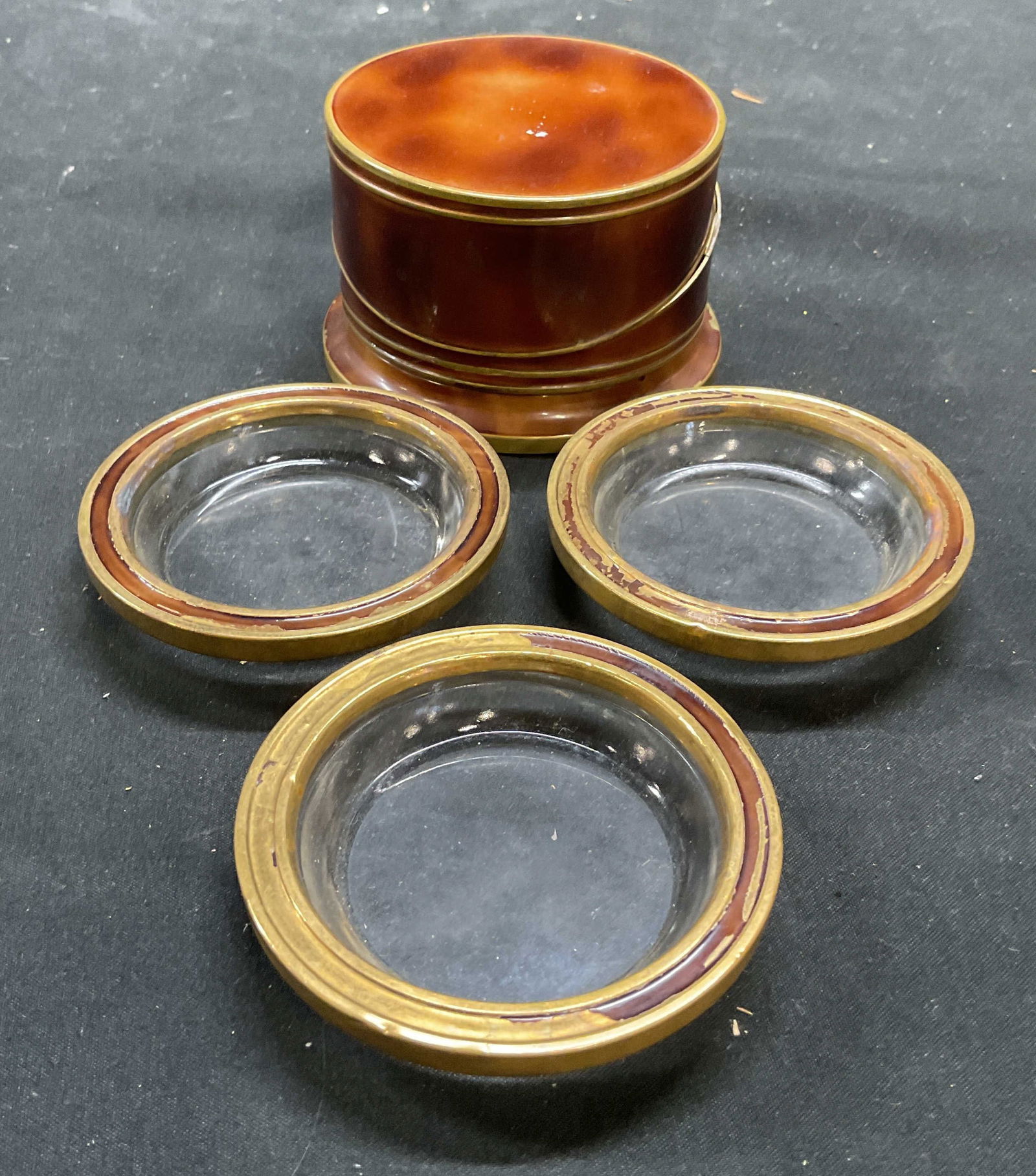 Set 3 Glass Brass Nesting Dishes & Case (1 of 6)