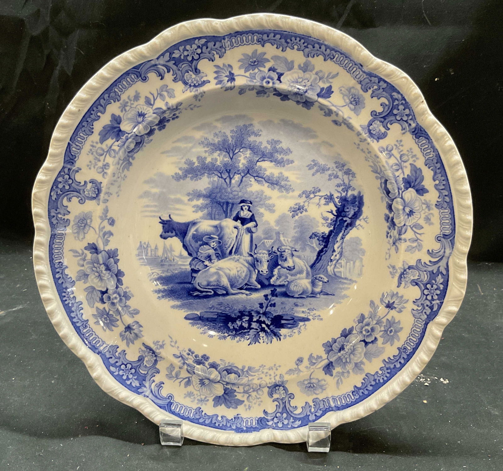 Antique Blue & White Pastoral Transferware Bowl (1 of 6)