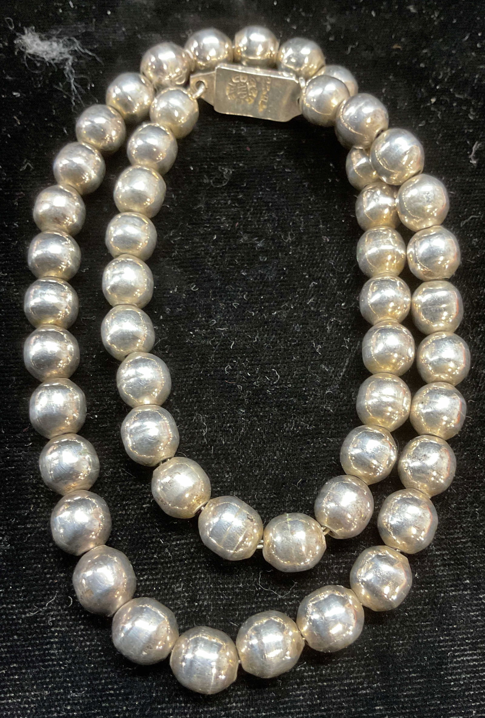 Signed Sterling Silver Beaded Necklace 1.65 OZT (1 of 6)