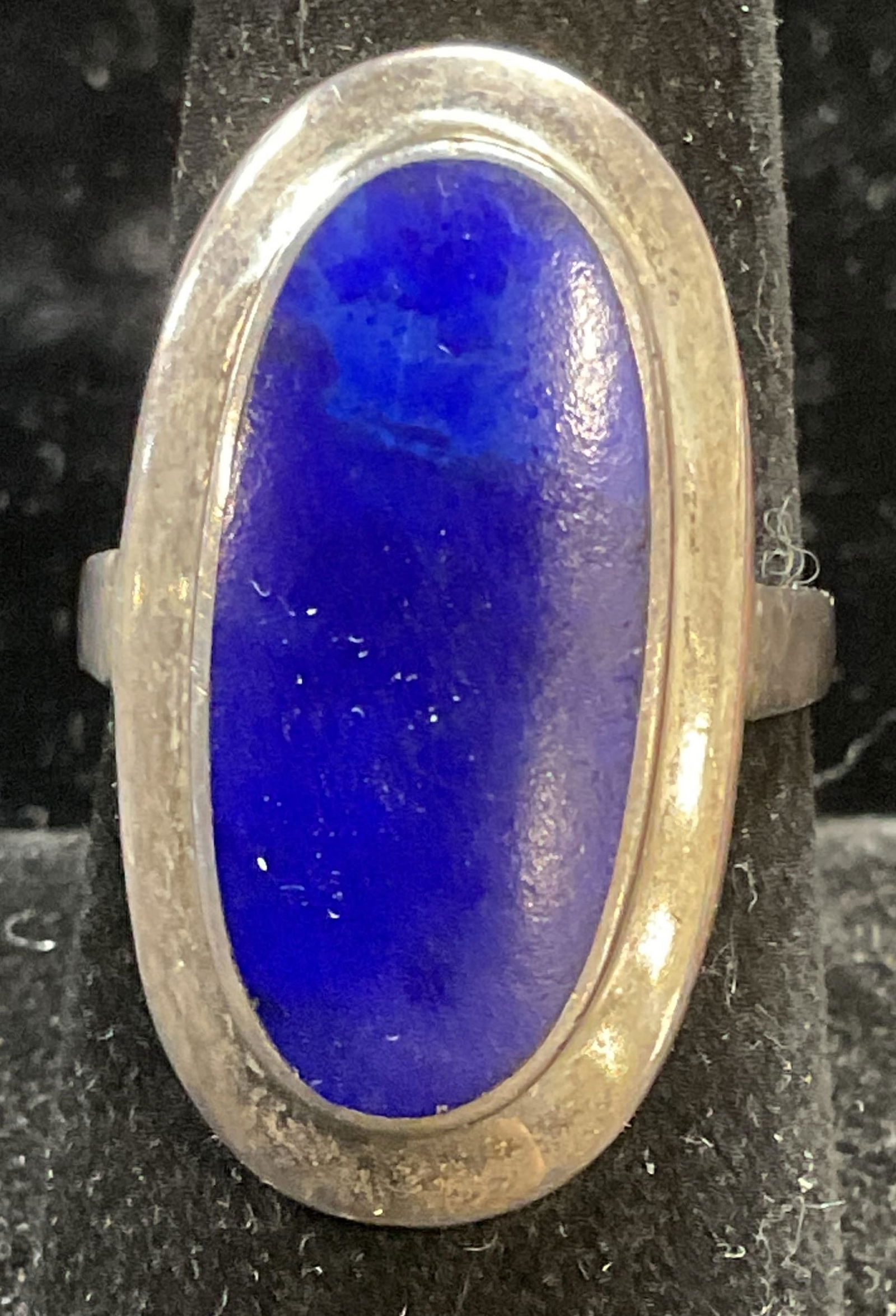 Sterling Silver Blue Cabochon Oval Ring (1 of 6)