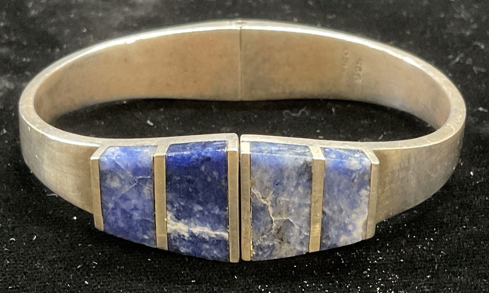 Sterling Silver Blue Stone Cuff Bracelet Mexico (1 of 6)