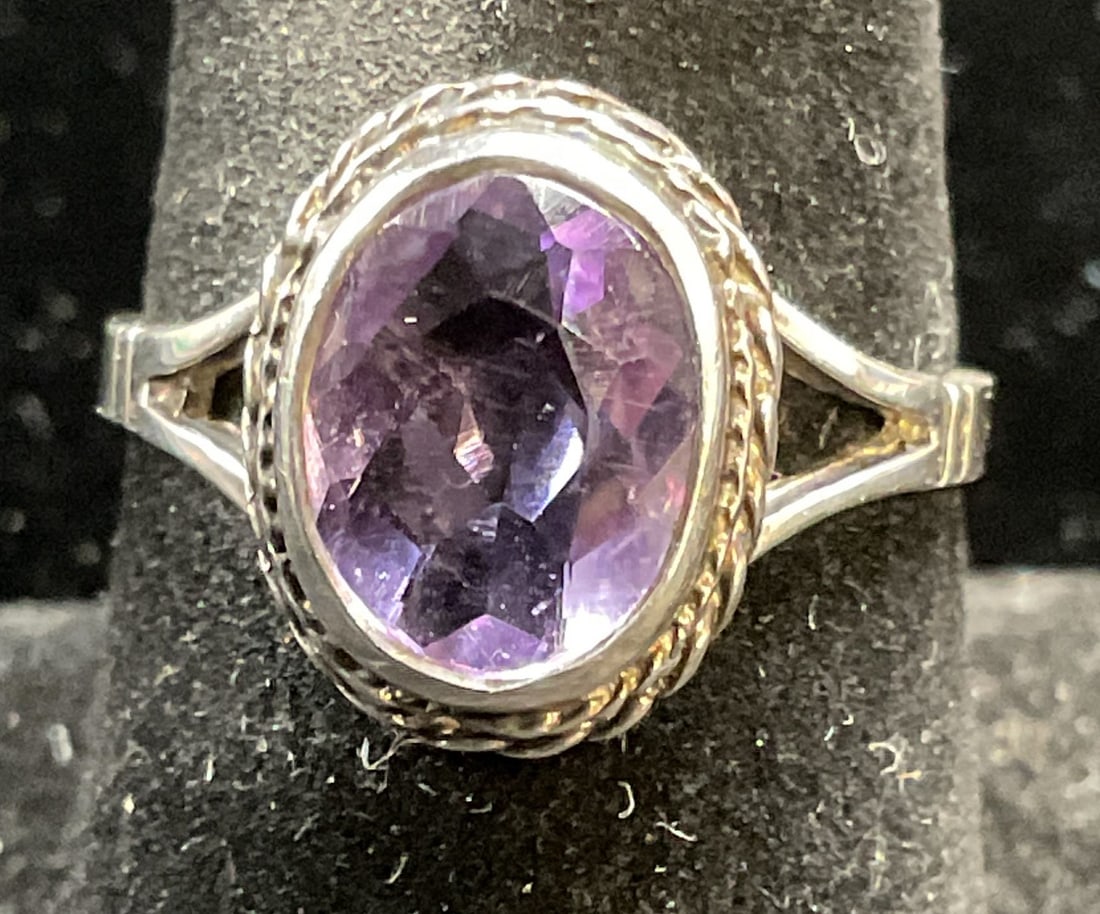 Vintage Sterling Silver Amethyst Ring, England (1 of 7)