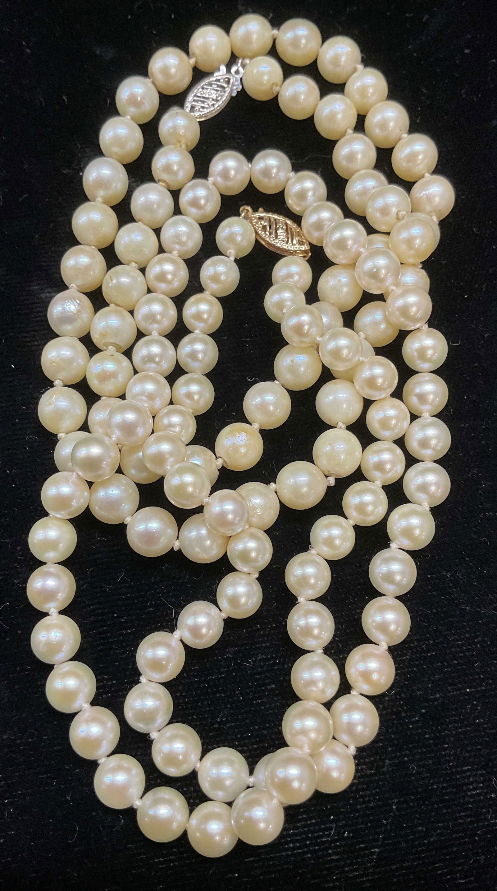 Lot 2 Vtg Pearl Necklaces with 14K Gold Clasps (1 of 7)