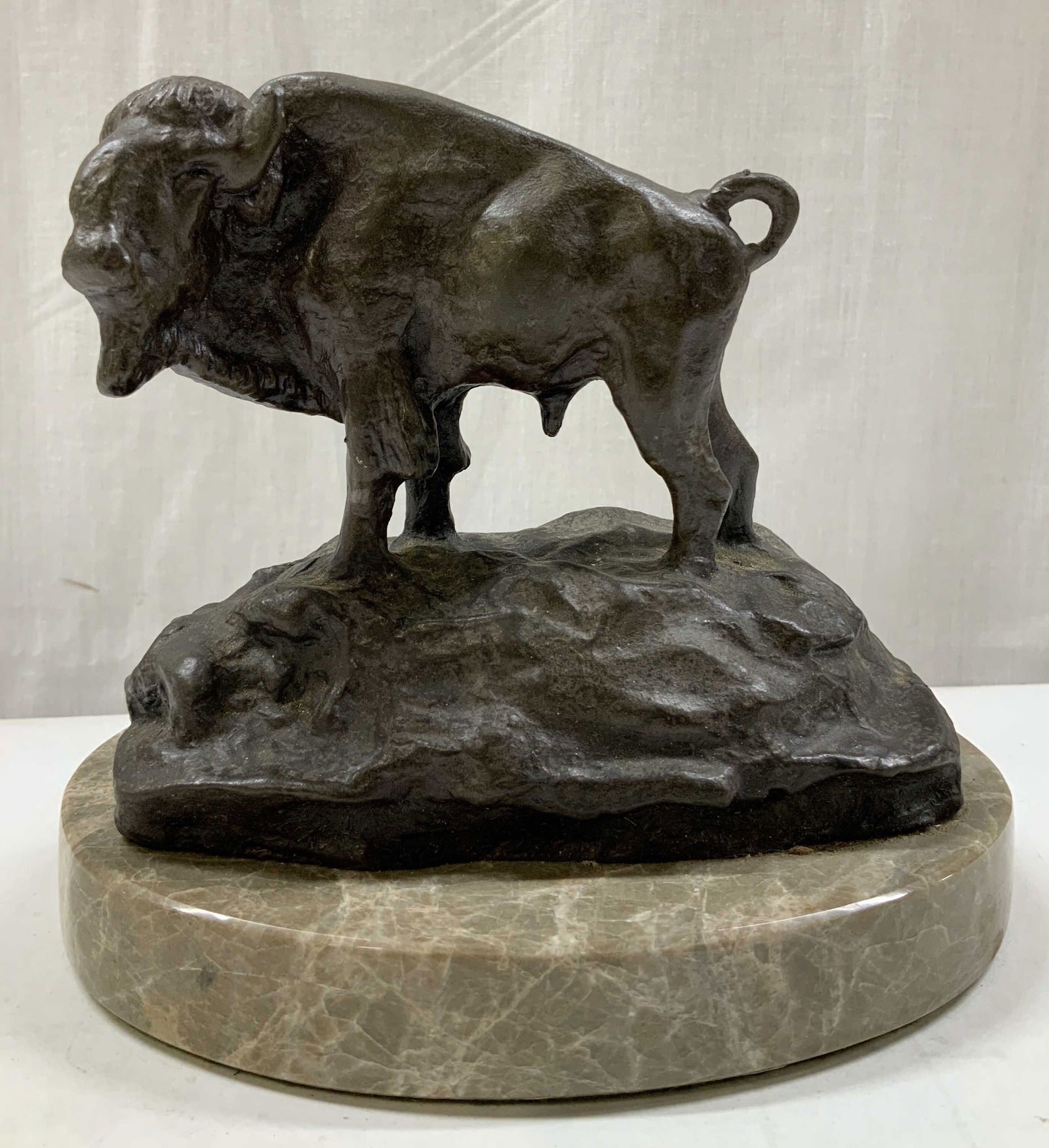 C.M.R. Bronze Buffalo Sculpture on Marble Base (1 of 6)