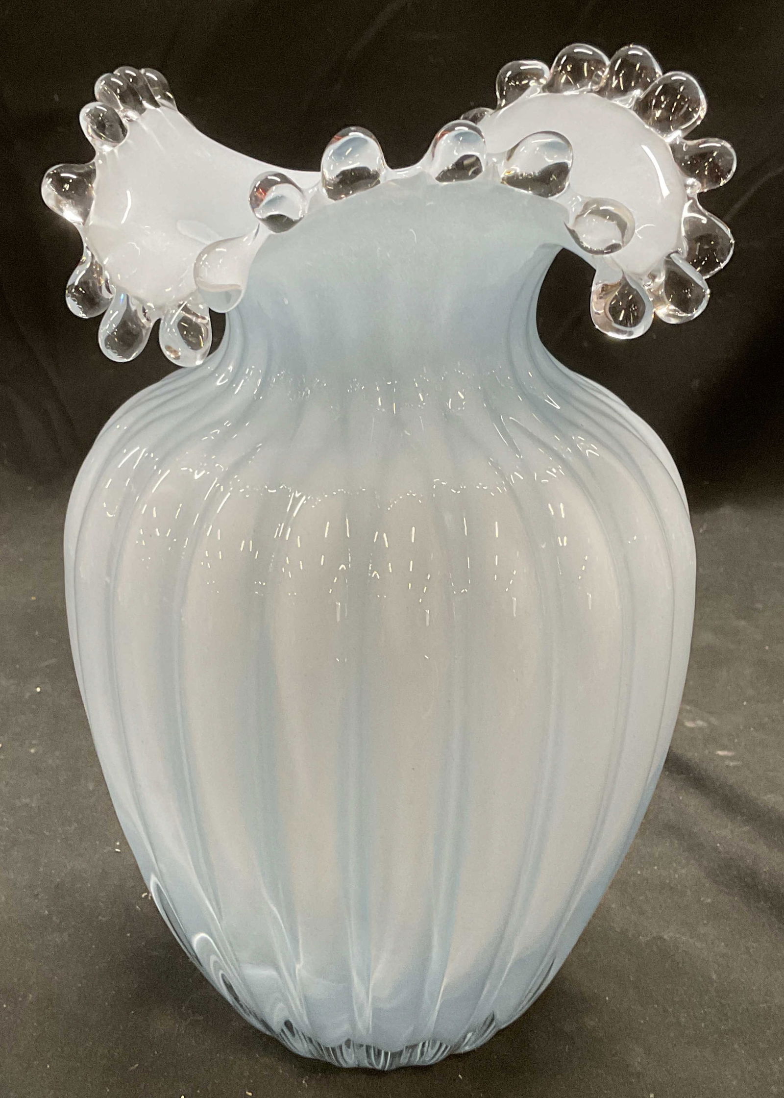 Hand Blown Blue Art Glass Handkerchief Vase (1 of 6)