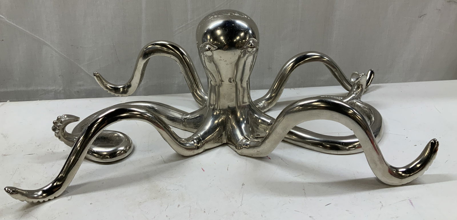 Silver Toned Metal Octopus Sculpture (1 of 6)