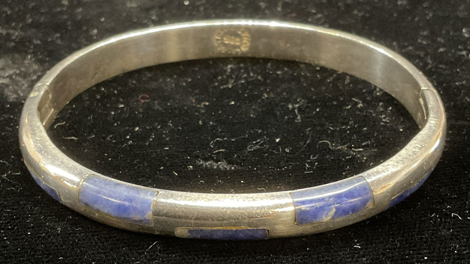 Sterling Silver & Lapis Bangle Bracelet, Mexico (1 of 6)