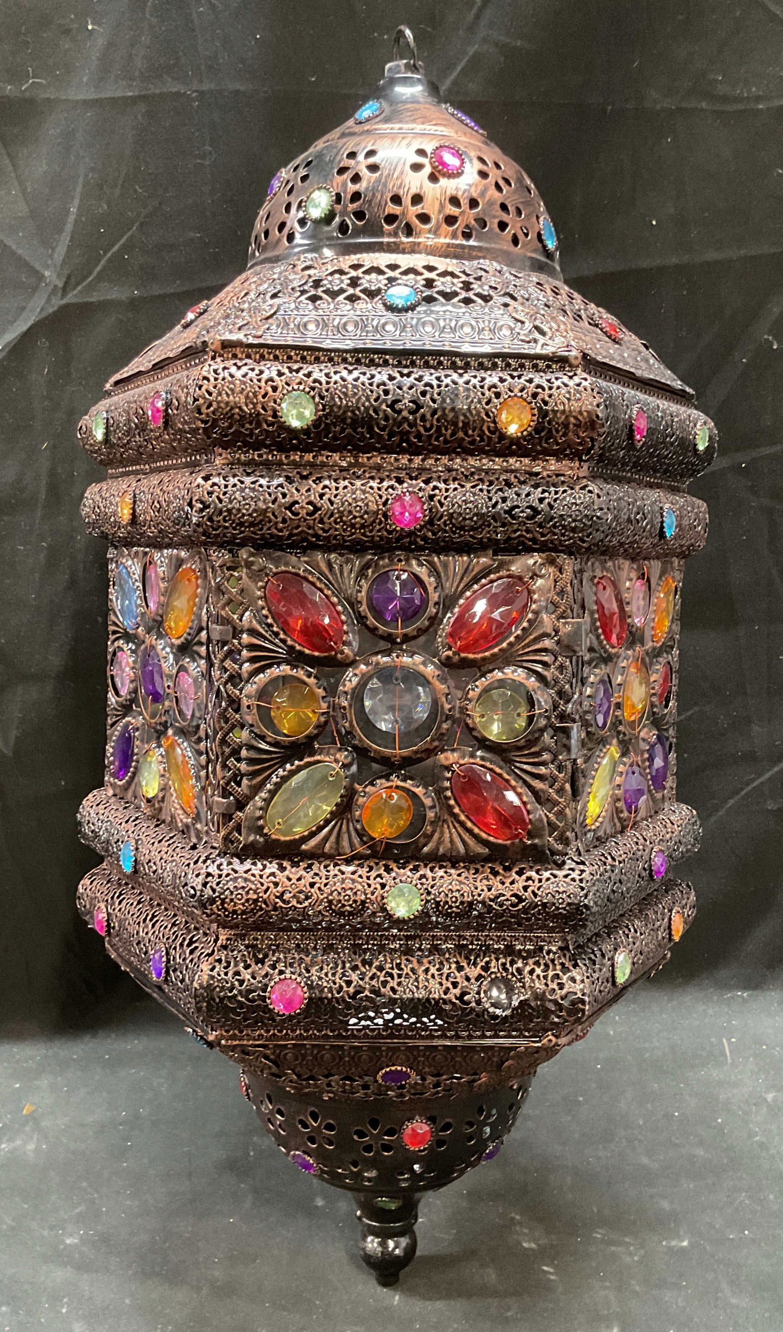 Moroccan Style Bronze Patina Crystal Lantern (1 of 7)