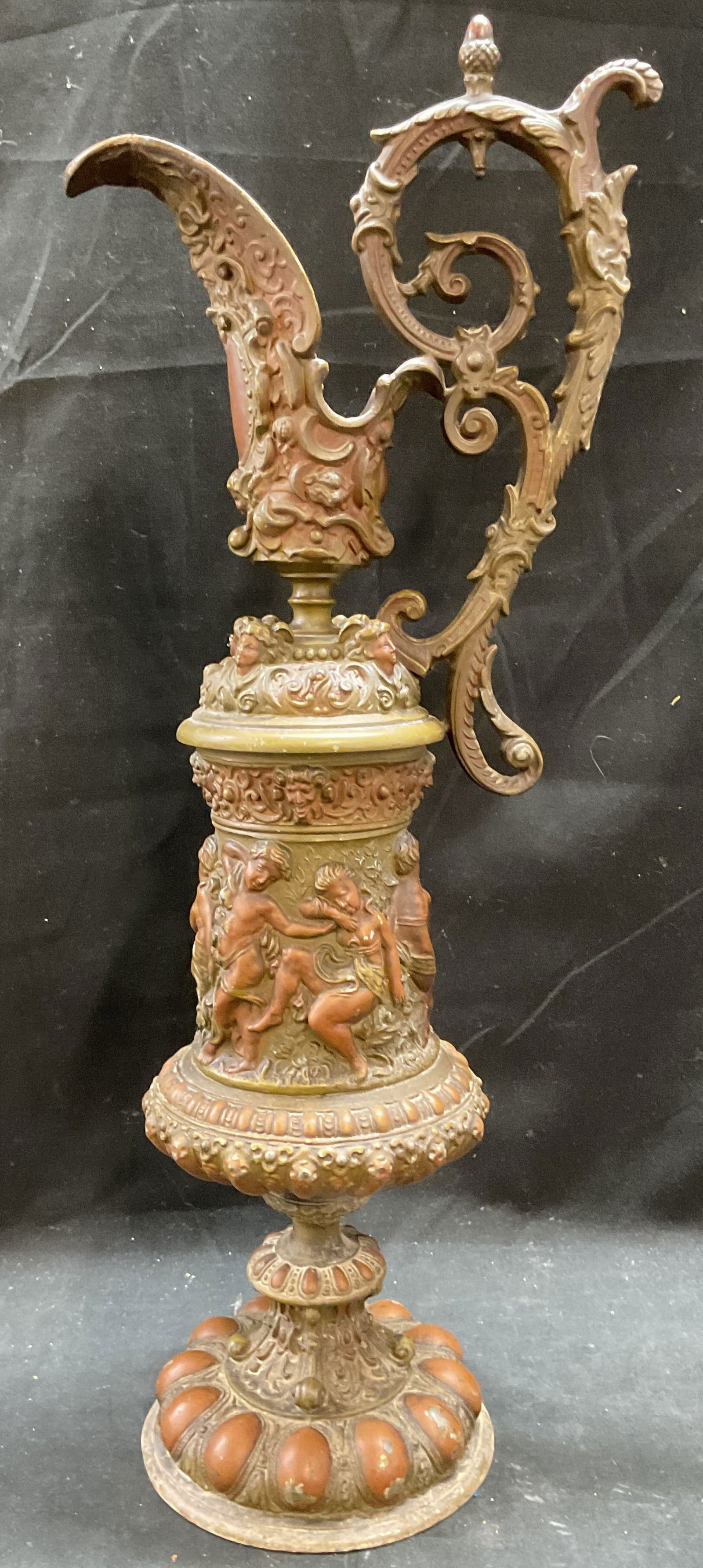 Vintage Bronze Patina Ornate Figural Ewer (1 of 6)