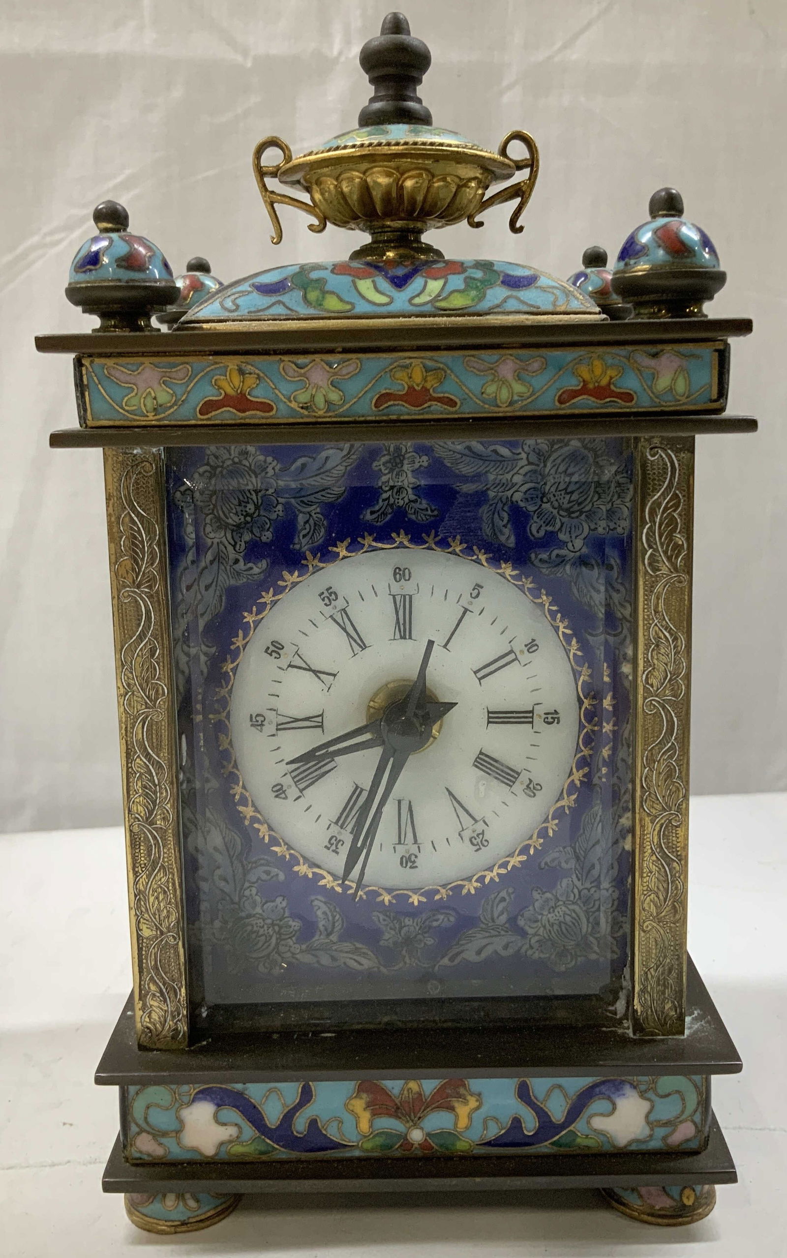 Vntg Brass & Enamel Cloisonne Carriage Clock (1 of 7)