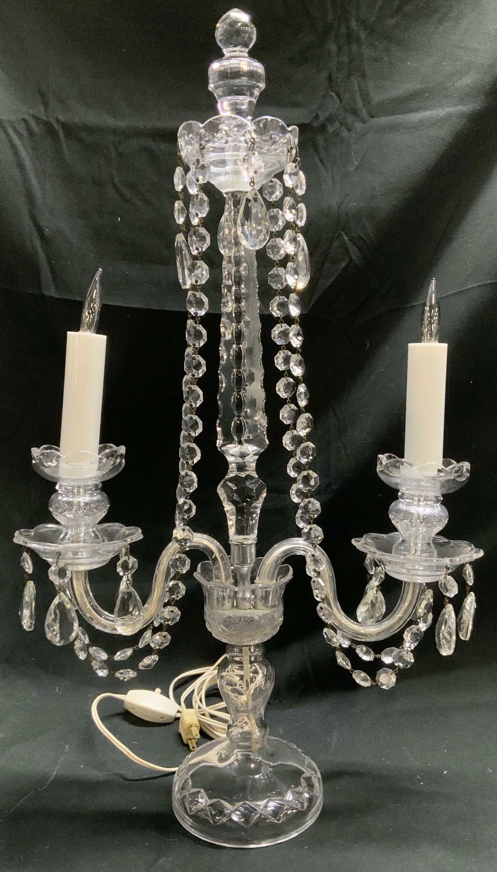 Crystal Two Arm Candelabra Table Lamp 24in (1 of 6)
