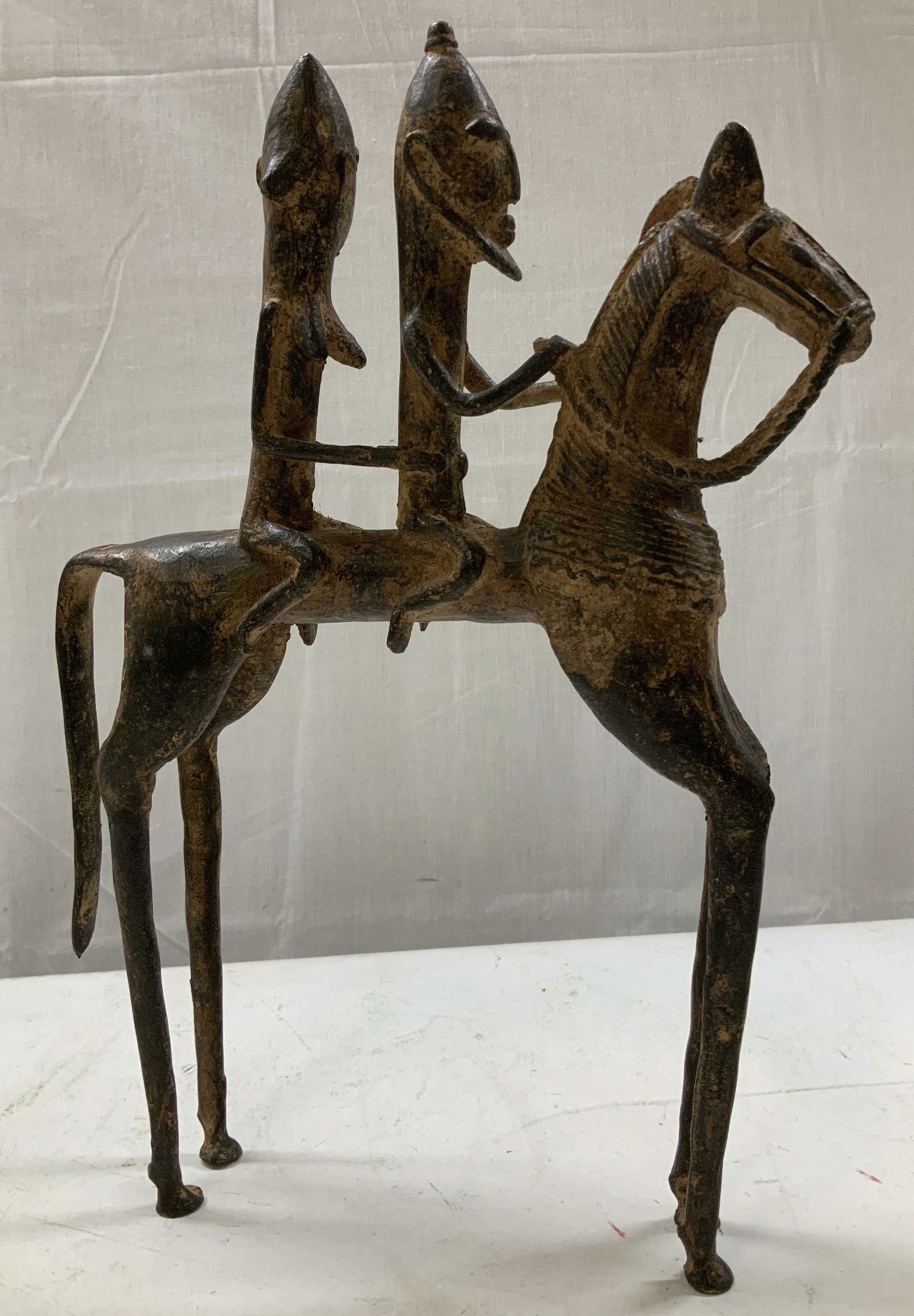 Vntg Dogon Bronze Equestrian Sculpture 13in (1 of 6)