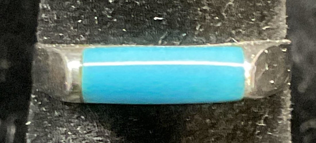 Vintage Sterling Silver Turquoise Ring: Vintage sterling silver ring with turquoise stone. Marked sterling. Size 4.25. Total weight 1.2 grams. Some scratching. Jewelry, estate jewelry, fine jewelry, cocktail jewelry, fashion jewelry, access