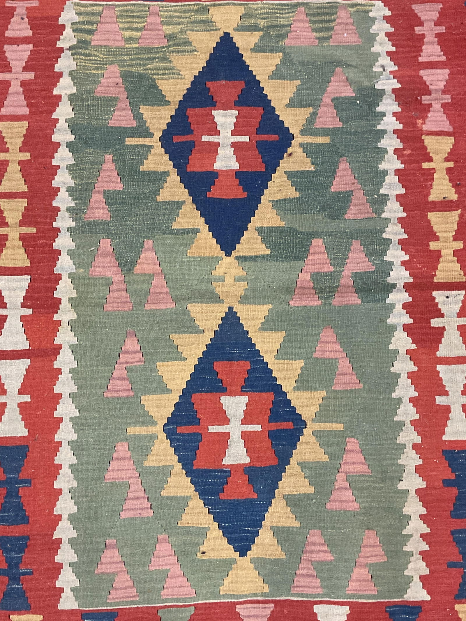 Kilim Style Hand Woven Geometric Wool Rug 67in (1 of 7)