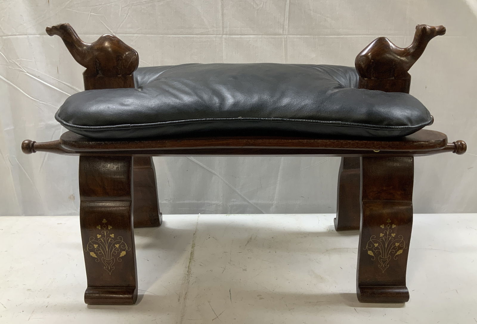Vntg Carved Wooden Camel Saddle Stool (1 of 8)