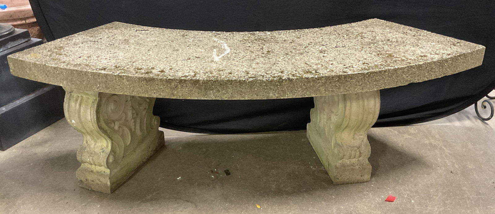 Vintage Concrete Stone Curved Garden Bench (1 of 6)