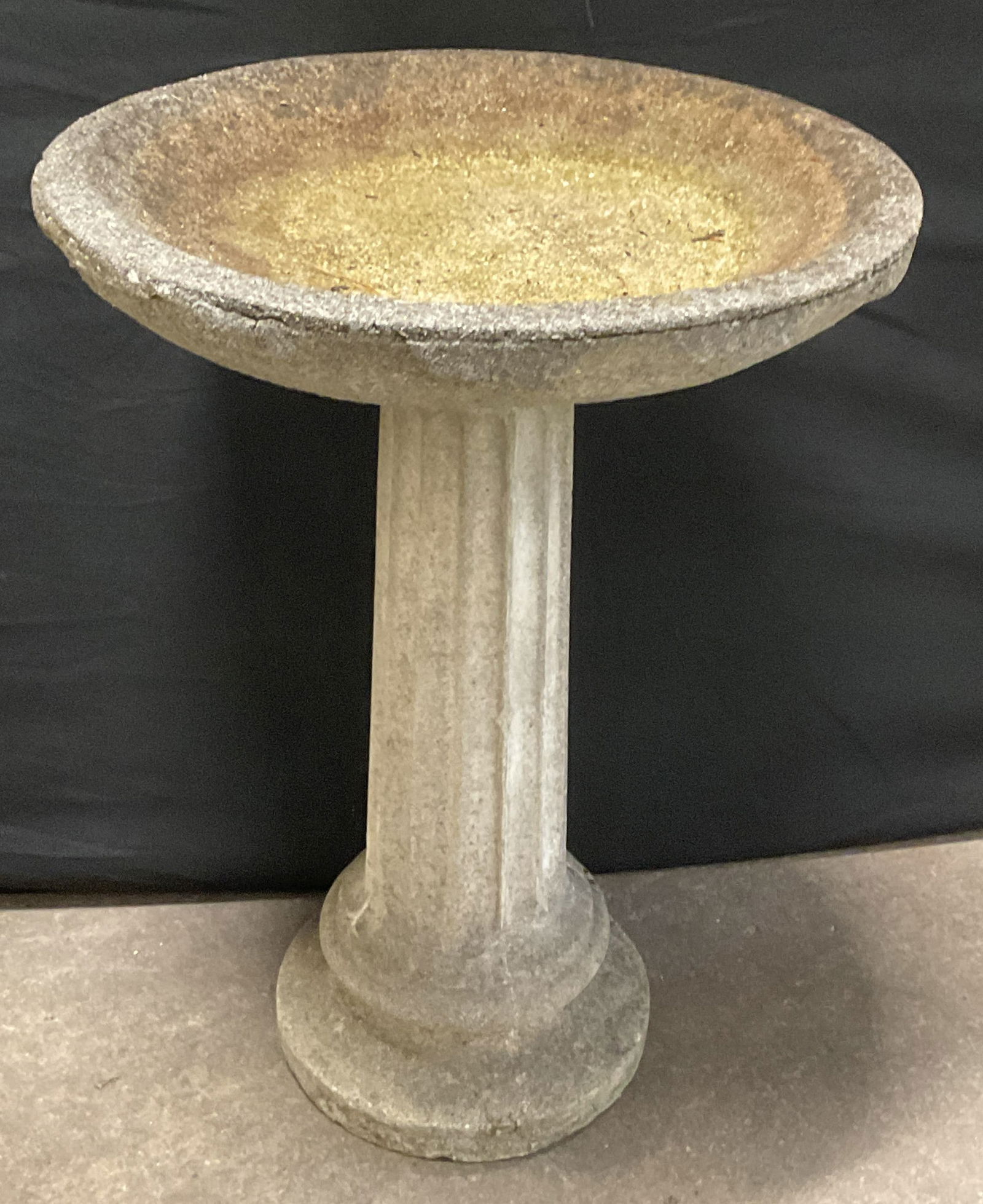 Vintage Concrete Stone Garden Pedestal Birdbath (1 of 6)