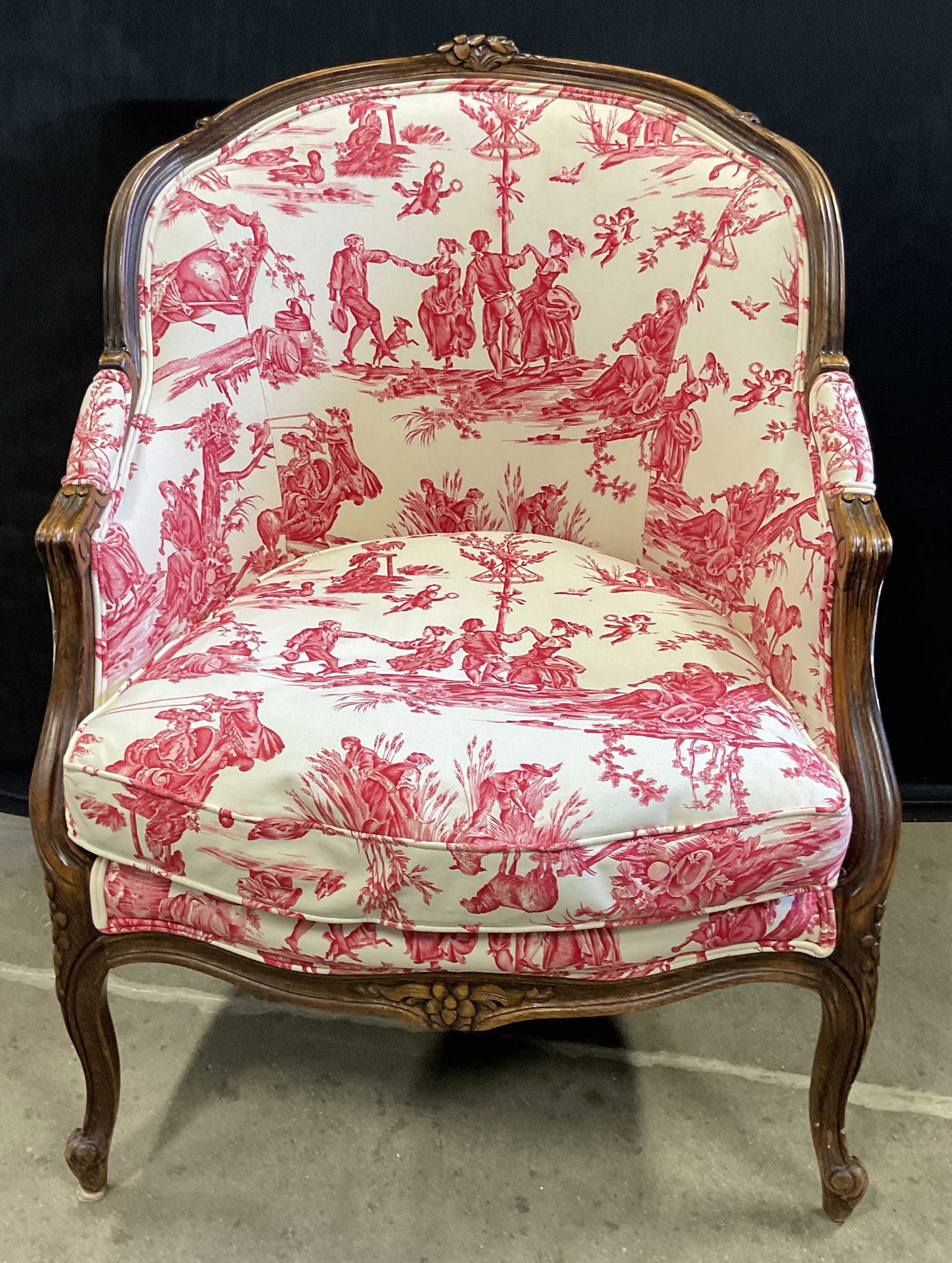 Louis XV Style Bergere Upholstered Armchair (1 of 7)