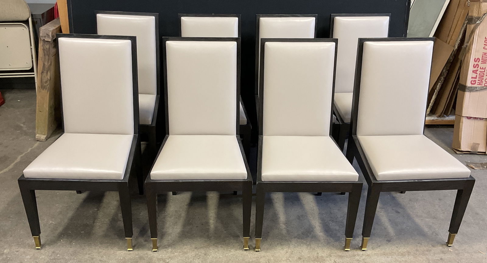 Set 8 Modern Leather Upholstered Dining Chairs (1 of 7)