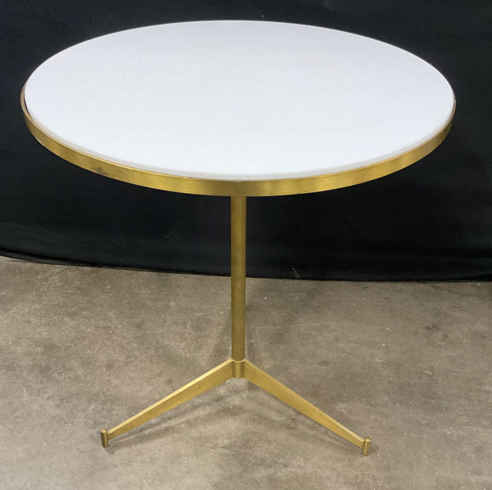 Modern Brass & White Glass Side Table (1 of 6)
