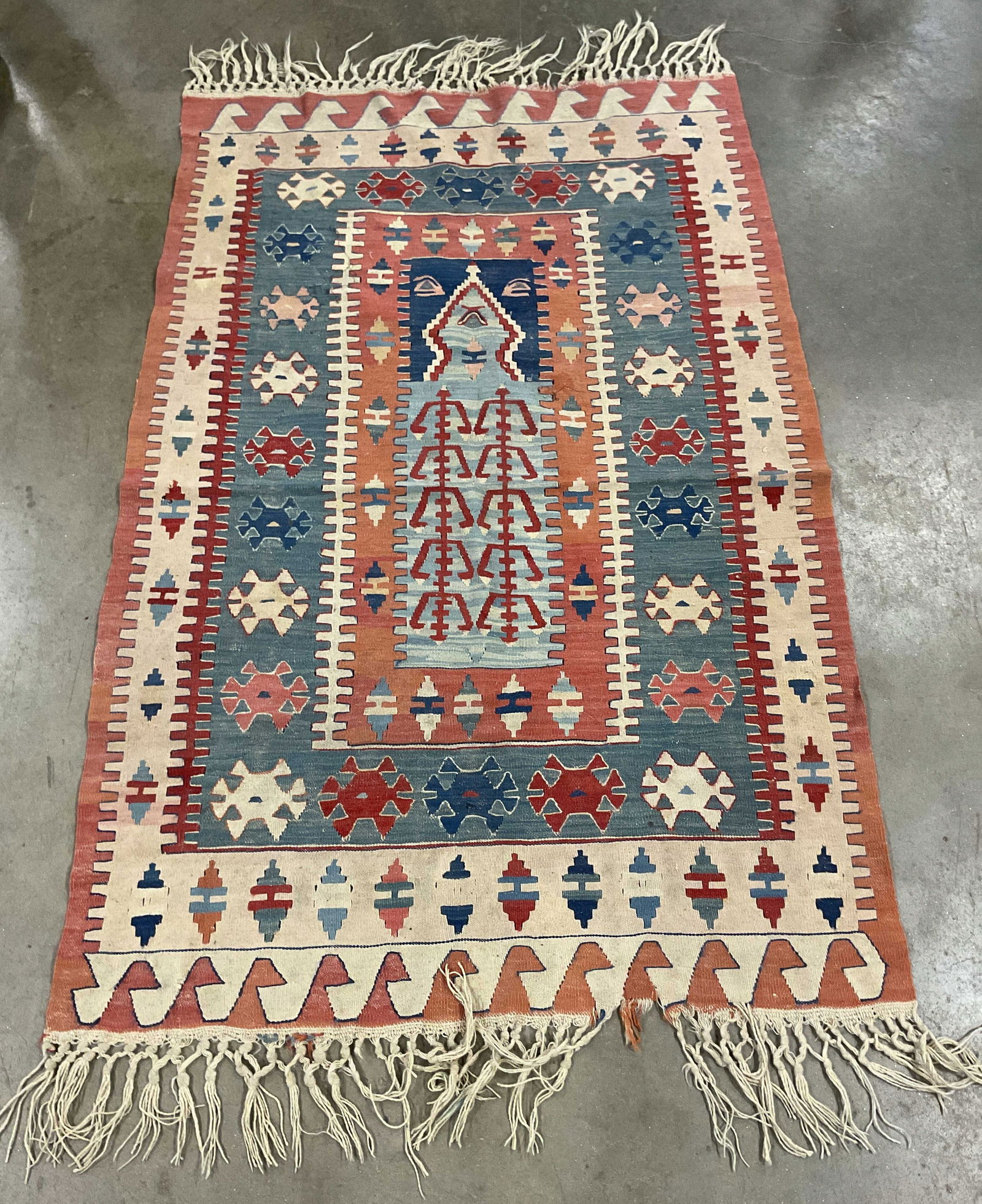 Vtg Turkish Kilim Wool Geometric Area Rug (1 of 6)