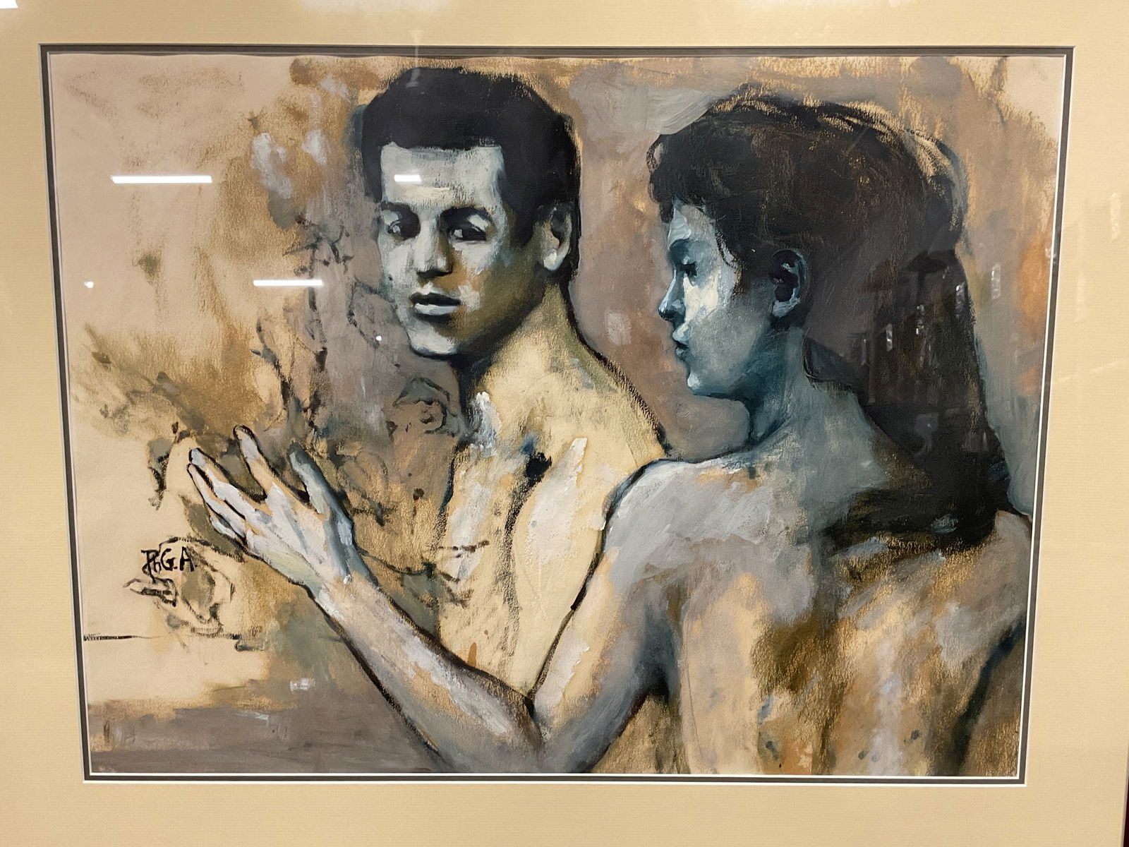 Framed Signed Ph. G. A. Two Figures Painting (1 of 6)
