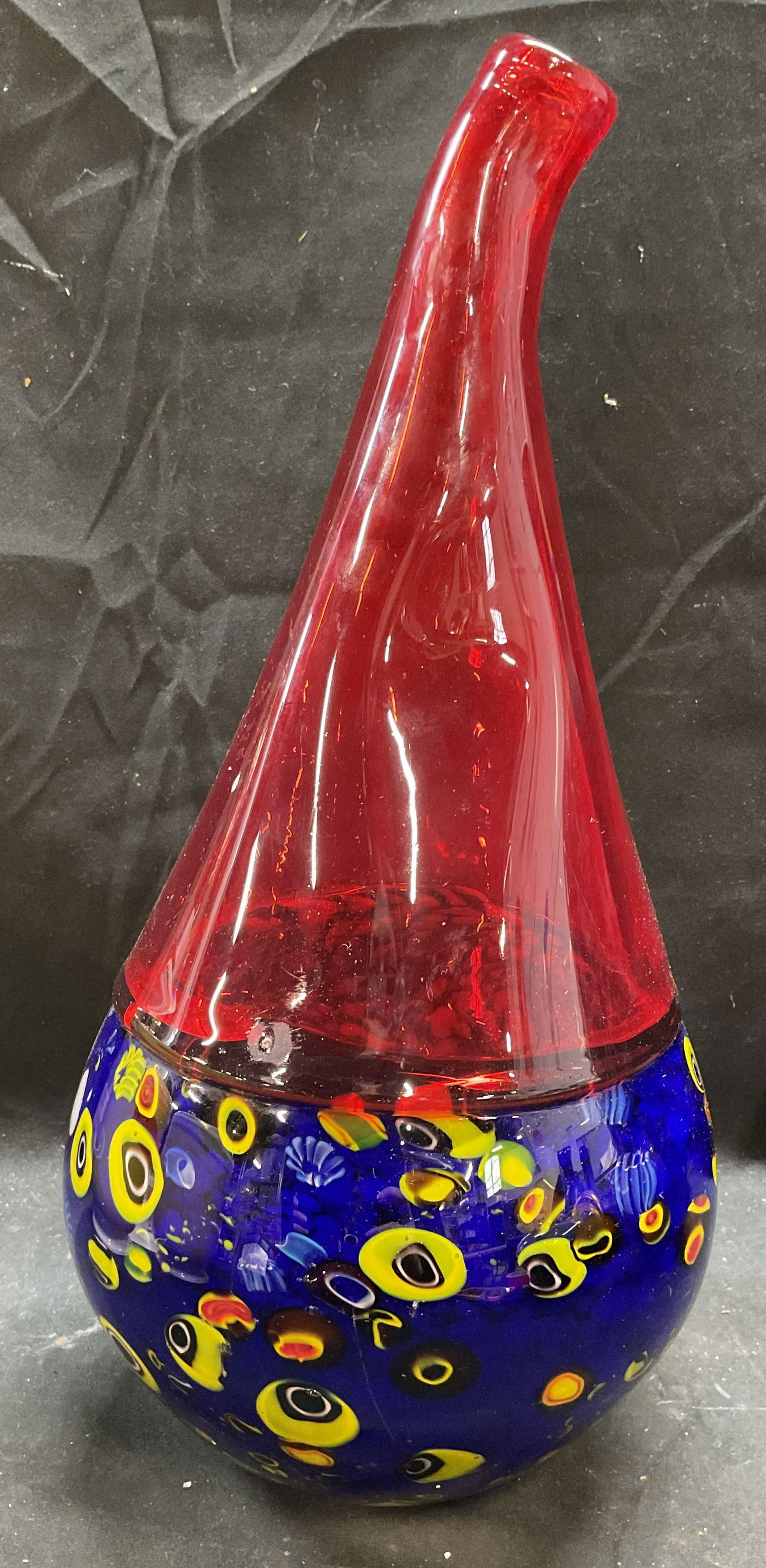 MCM MURANO Blue Red Gourd Art Glass Vase (1 of 6)