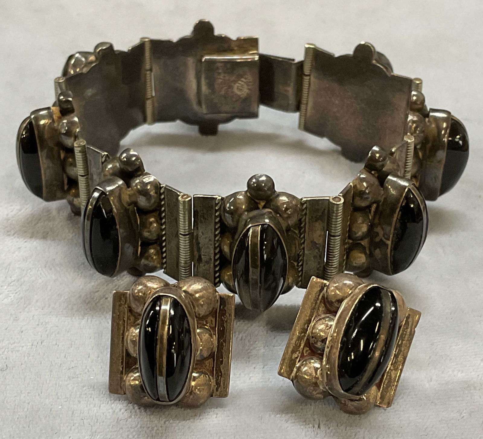 Jewelry Set 2 Sgn Sterling Silver Obsidian Mexico (1 of 8)