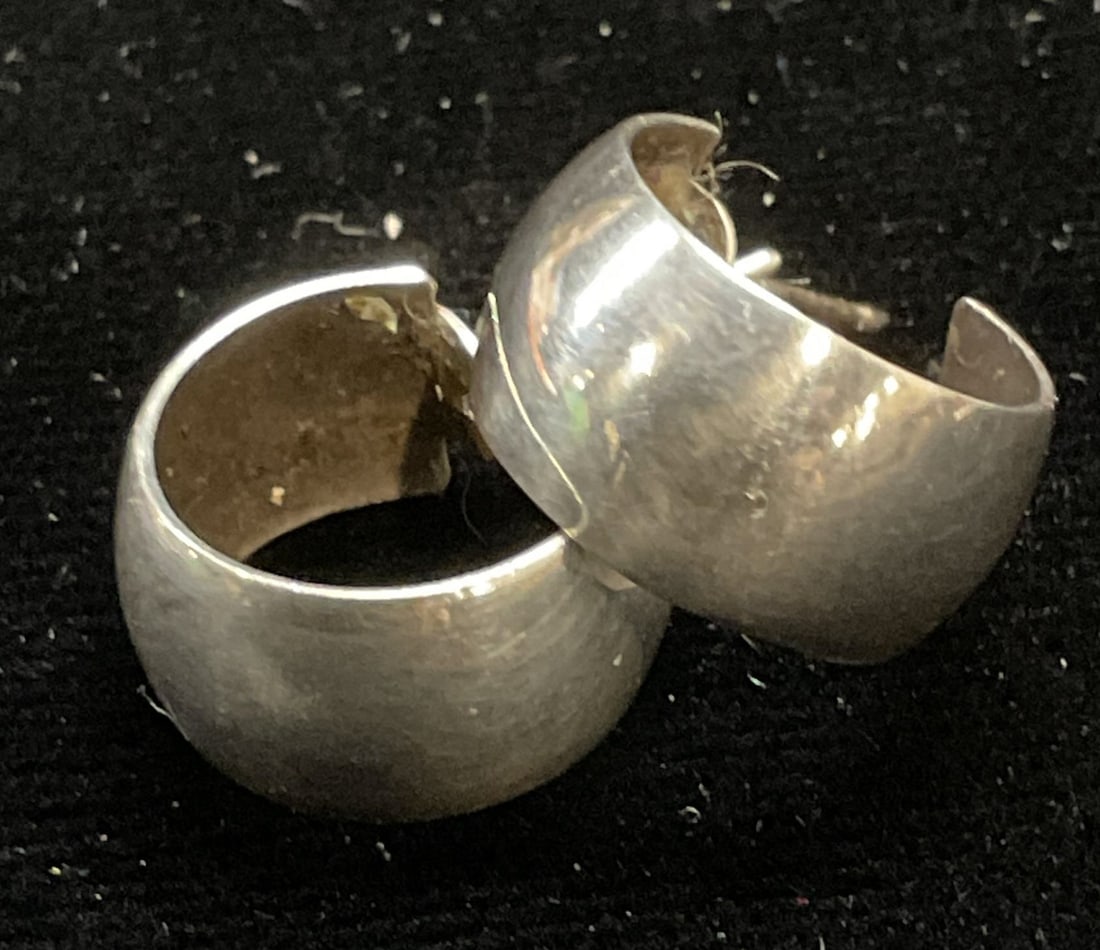 Vintage Sterling Silver Hoop Earrings (1 of 6)