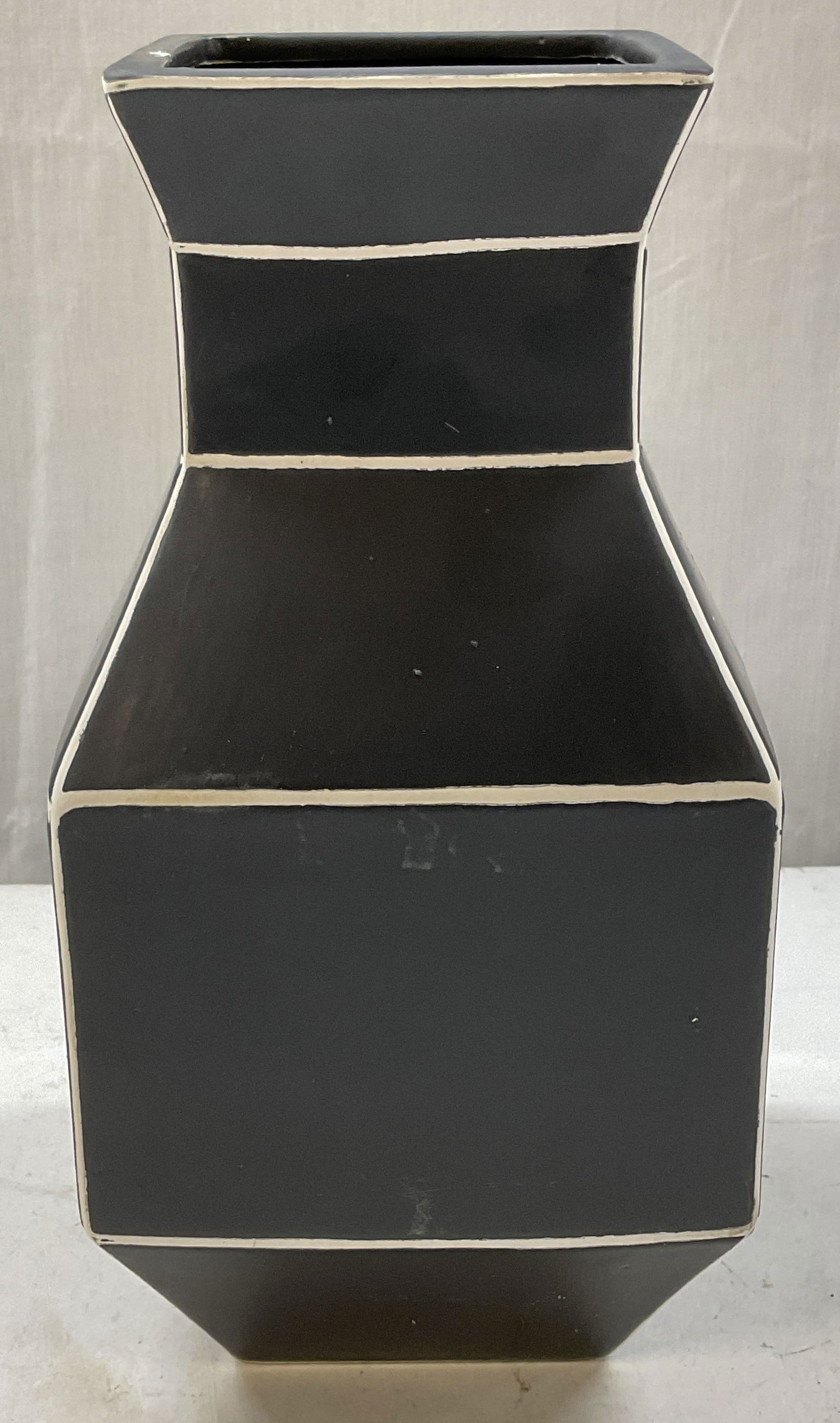 Black Glazed Geometric Ceramic Vase (1 of 6)